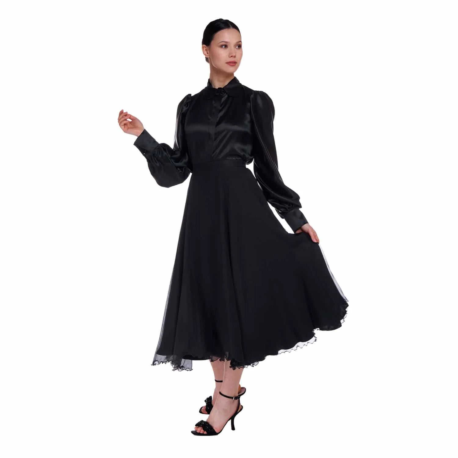 Black silk blouse - Blouse