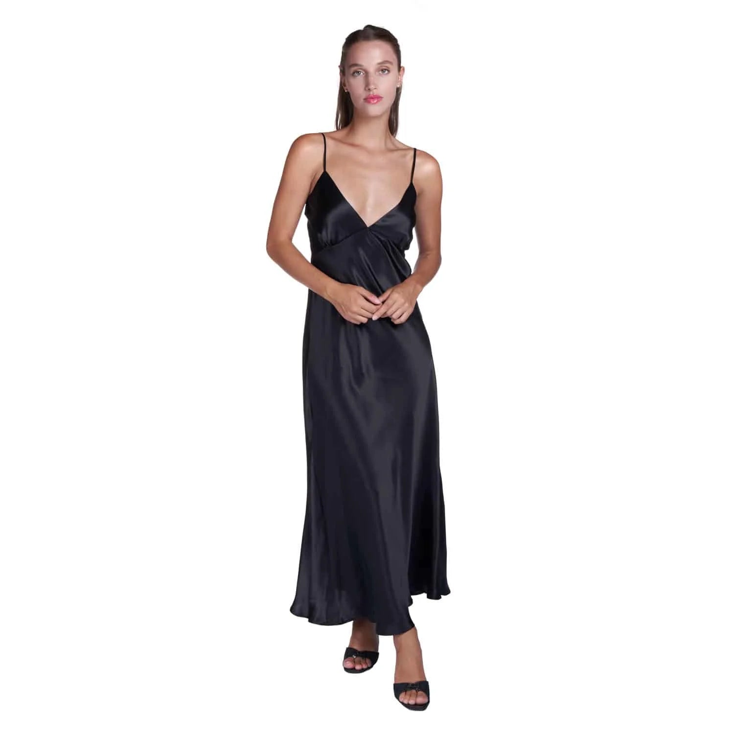 Black silk satin lingerie slip - Lingerie