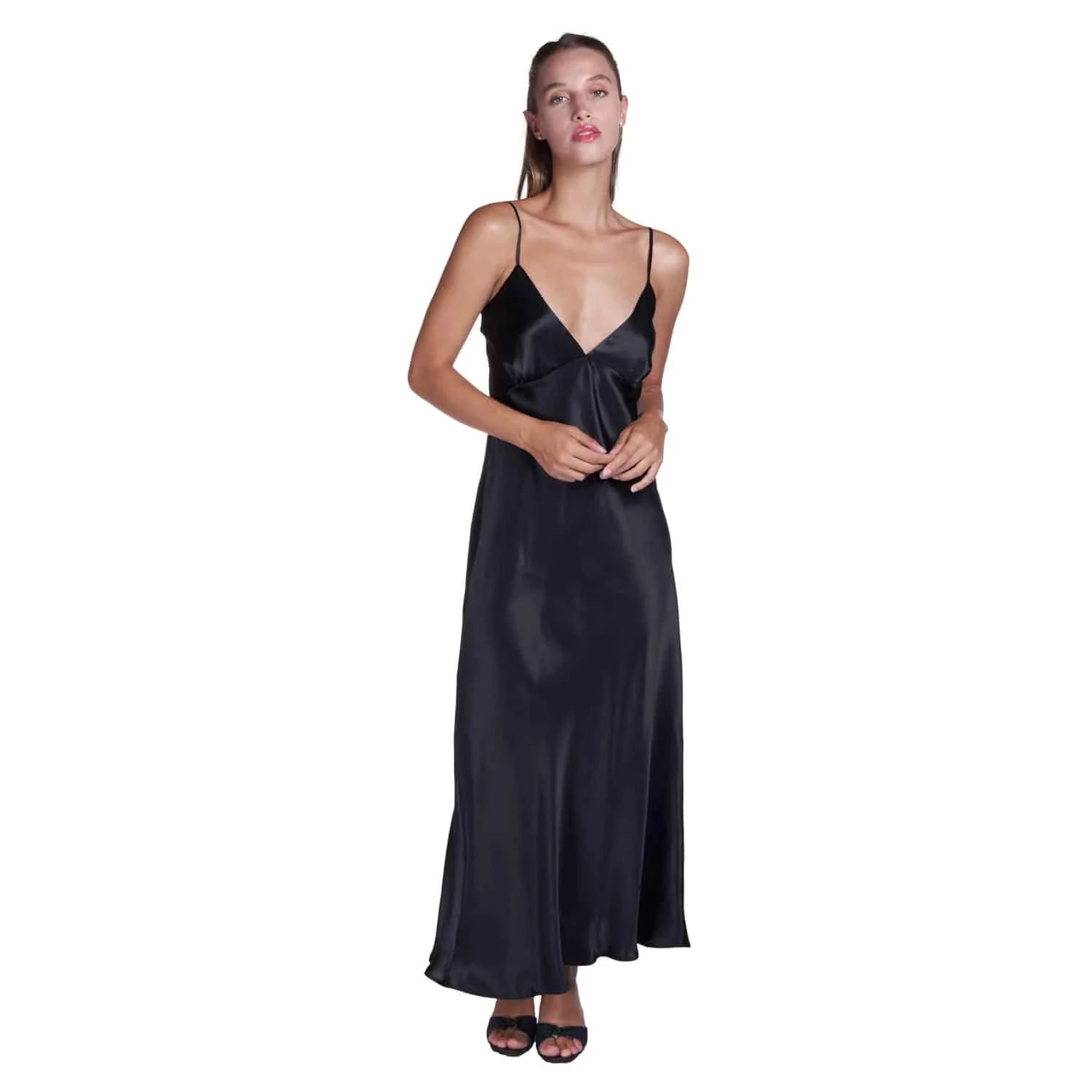 Black silk satin lingerie slip - Lingerie