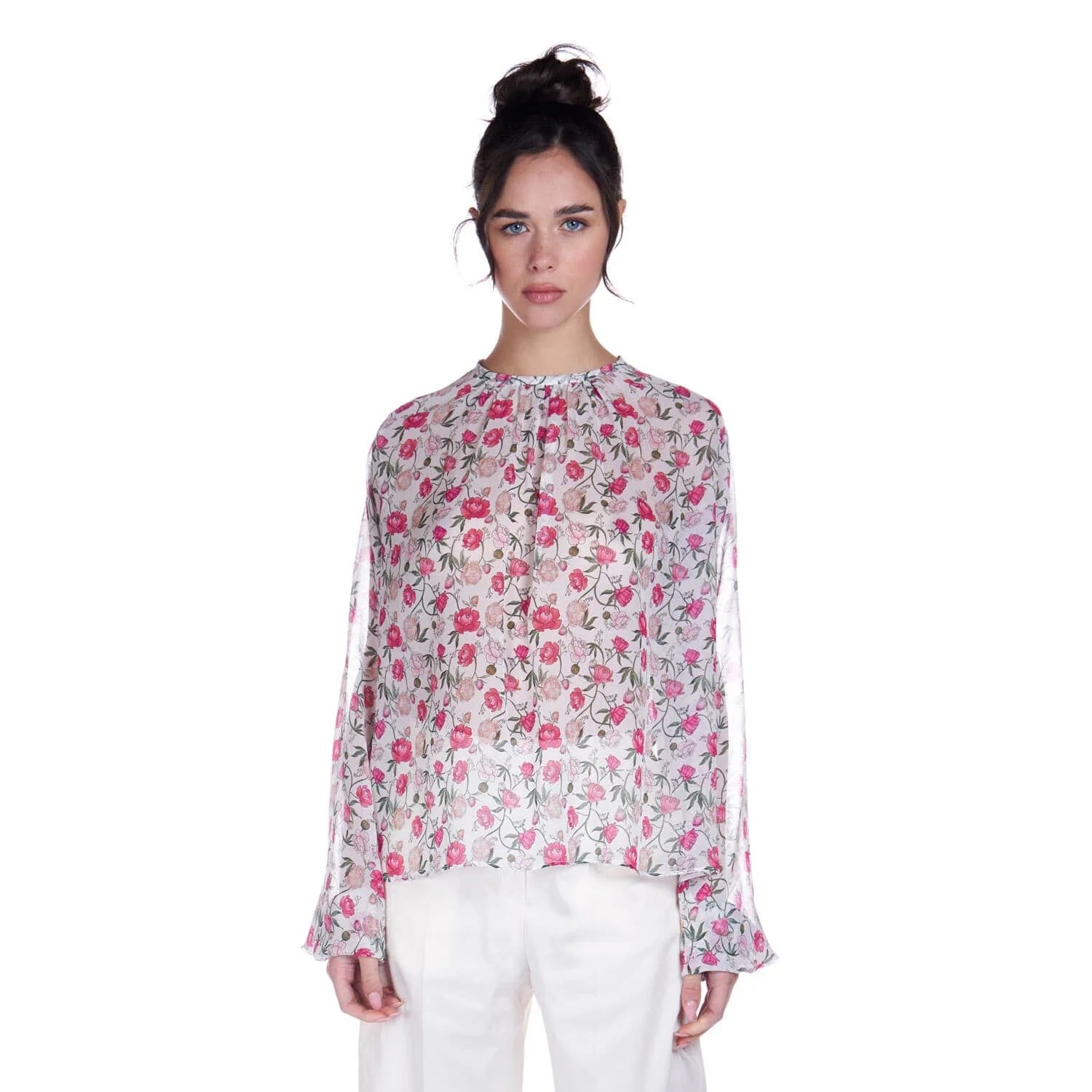 Blouse in georgette peony print - Blouse