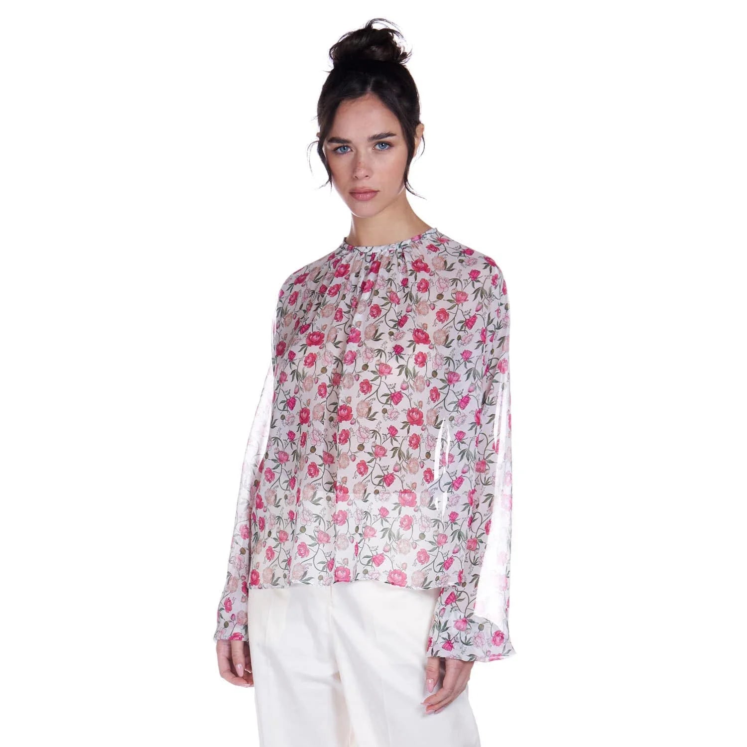 Blouse in georgette peony print - Blouse