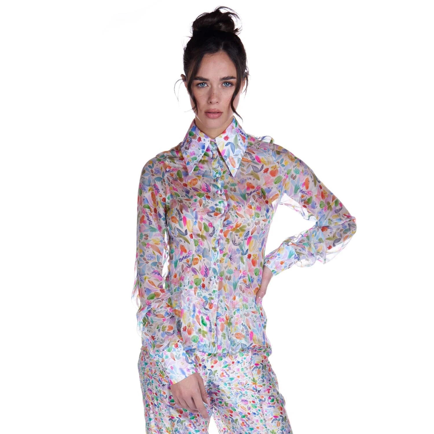 Chiffon shirt in watercolor - Blouse