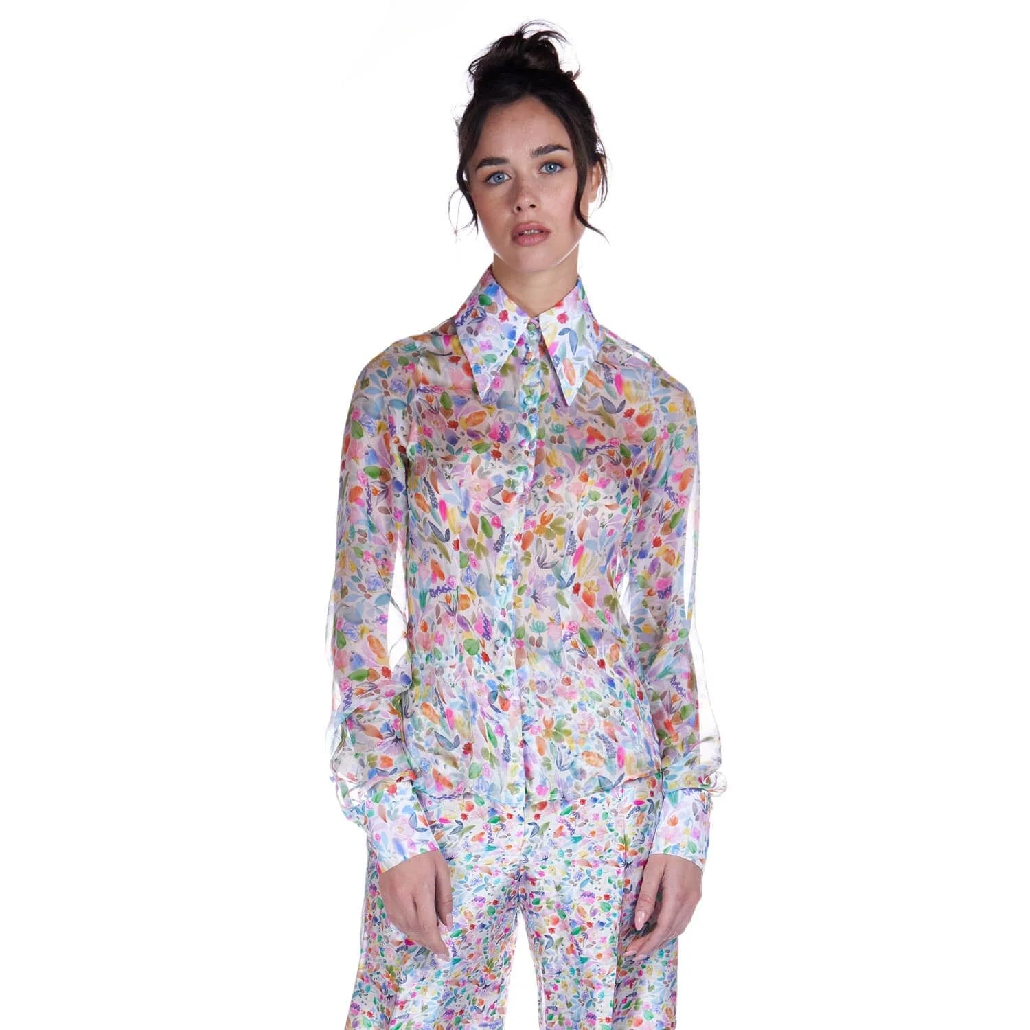 Chiffon shirt in watercolor - Blouse