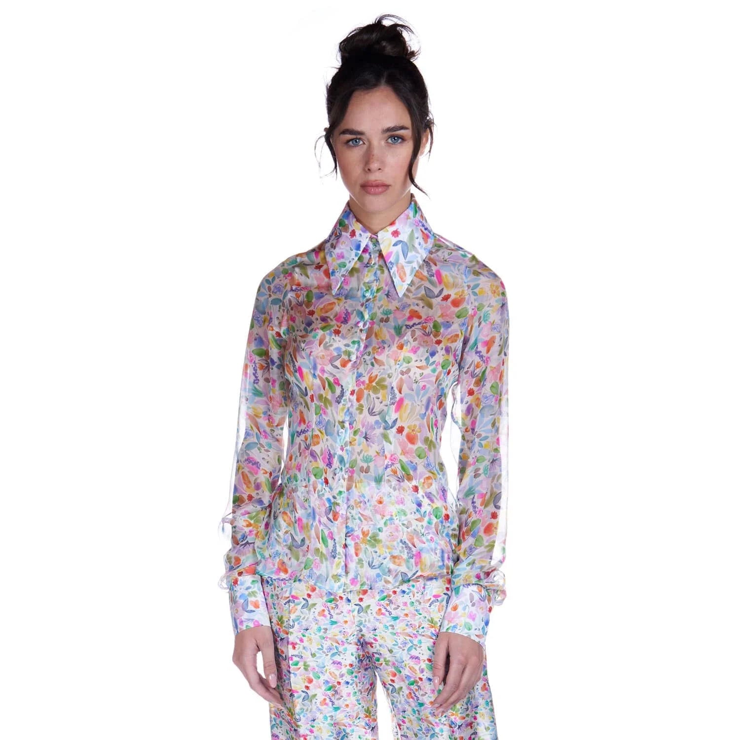 Chiffon shirt in watercolor - Blouse