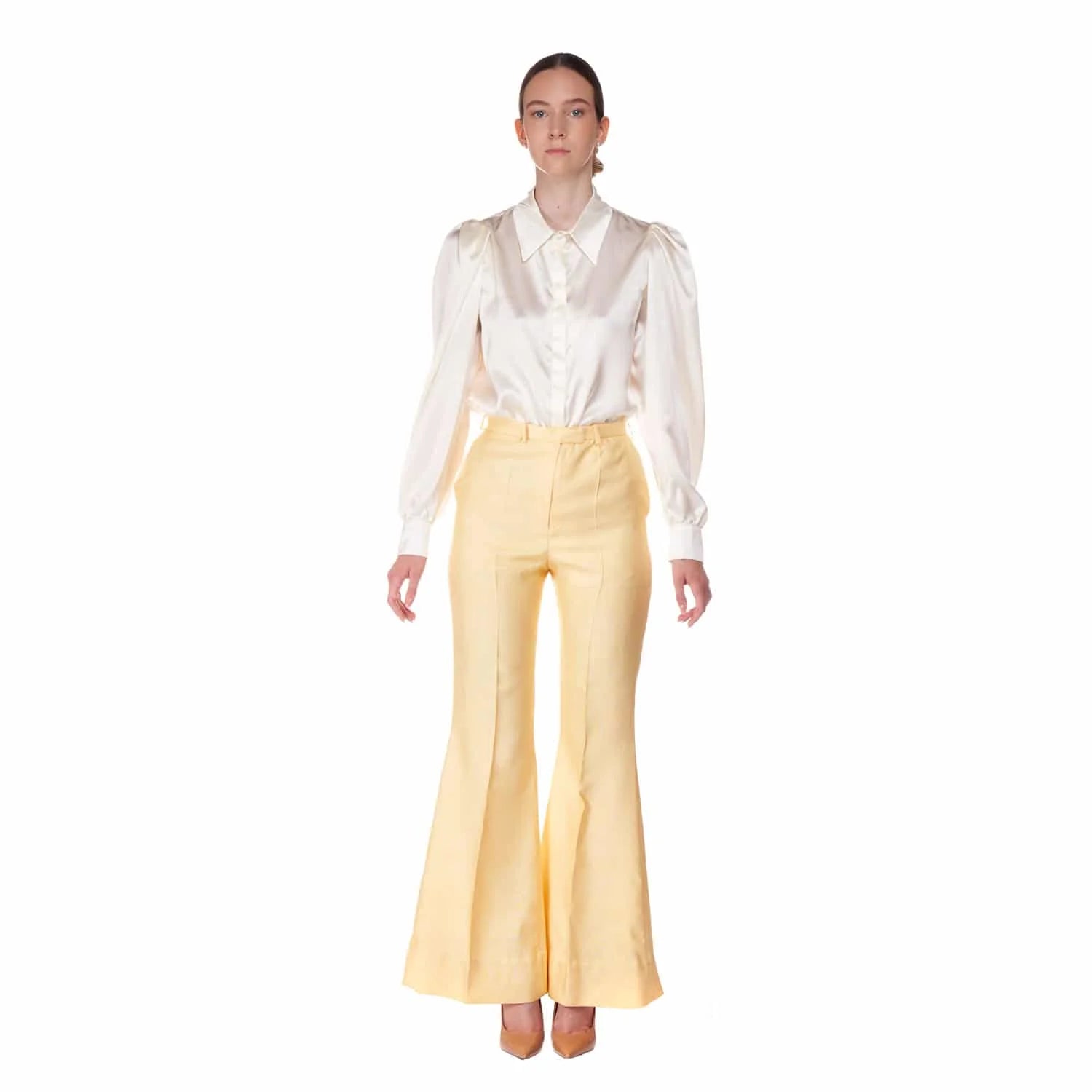 Cream white silk blouse - Blouse