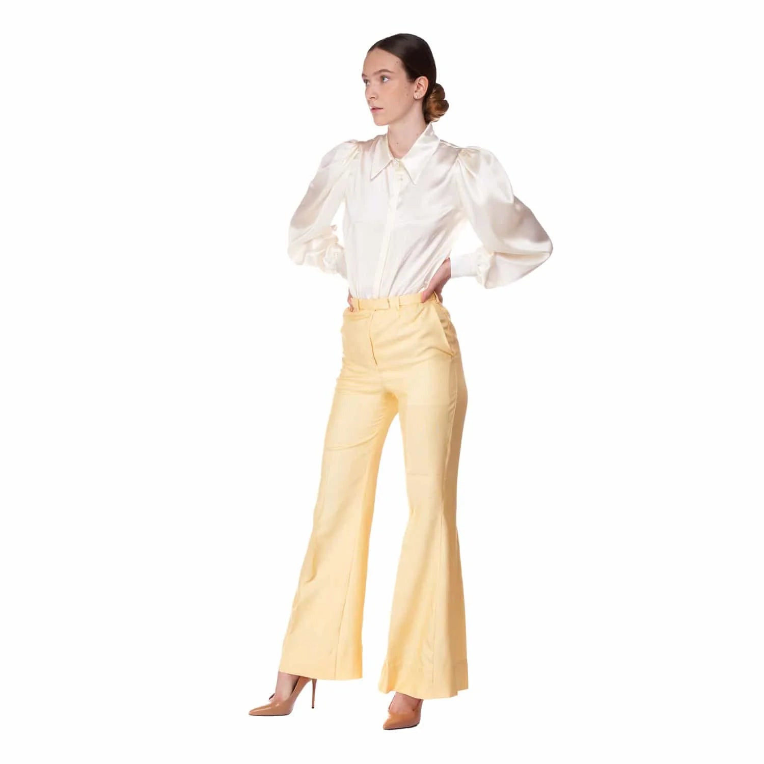 Cream white silk blouse - Blouse