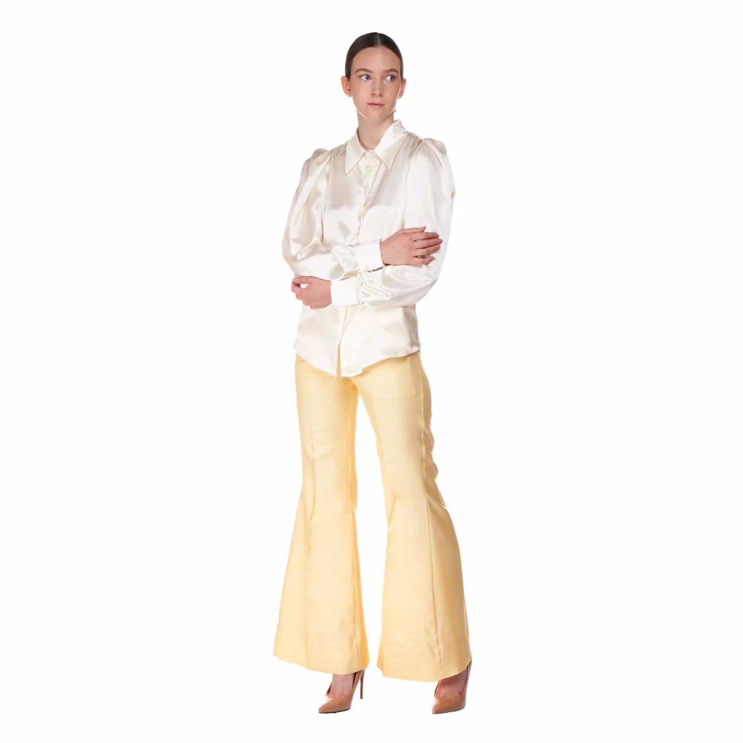 Cream white silk blouse - Blouse