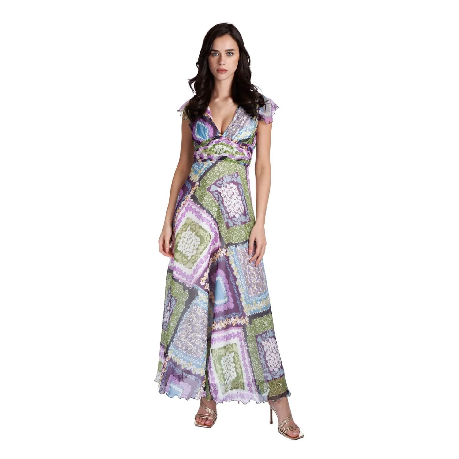 Dress in Floral Pattern Silk Crepon - Dress