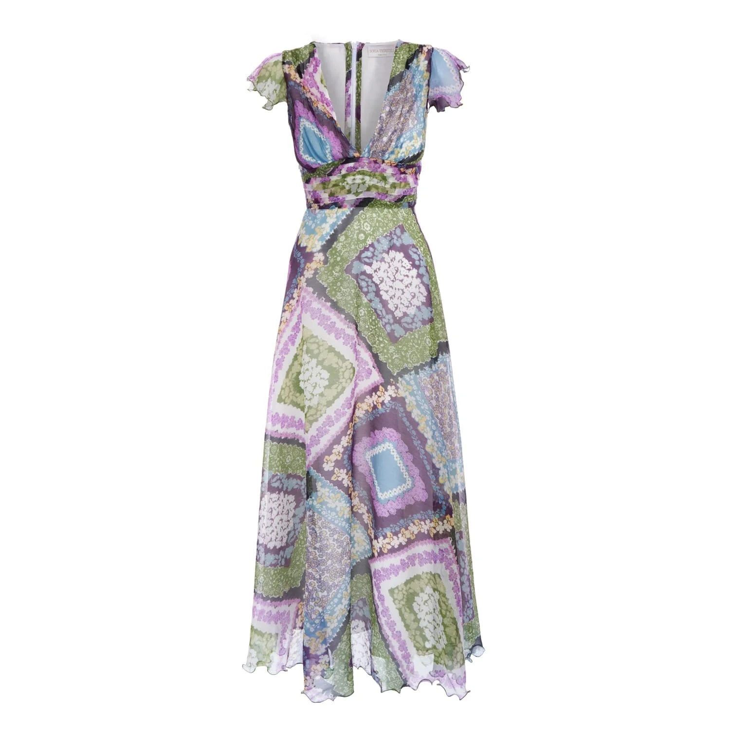Dress in Floral Pattern Silk Crepon - Dress