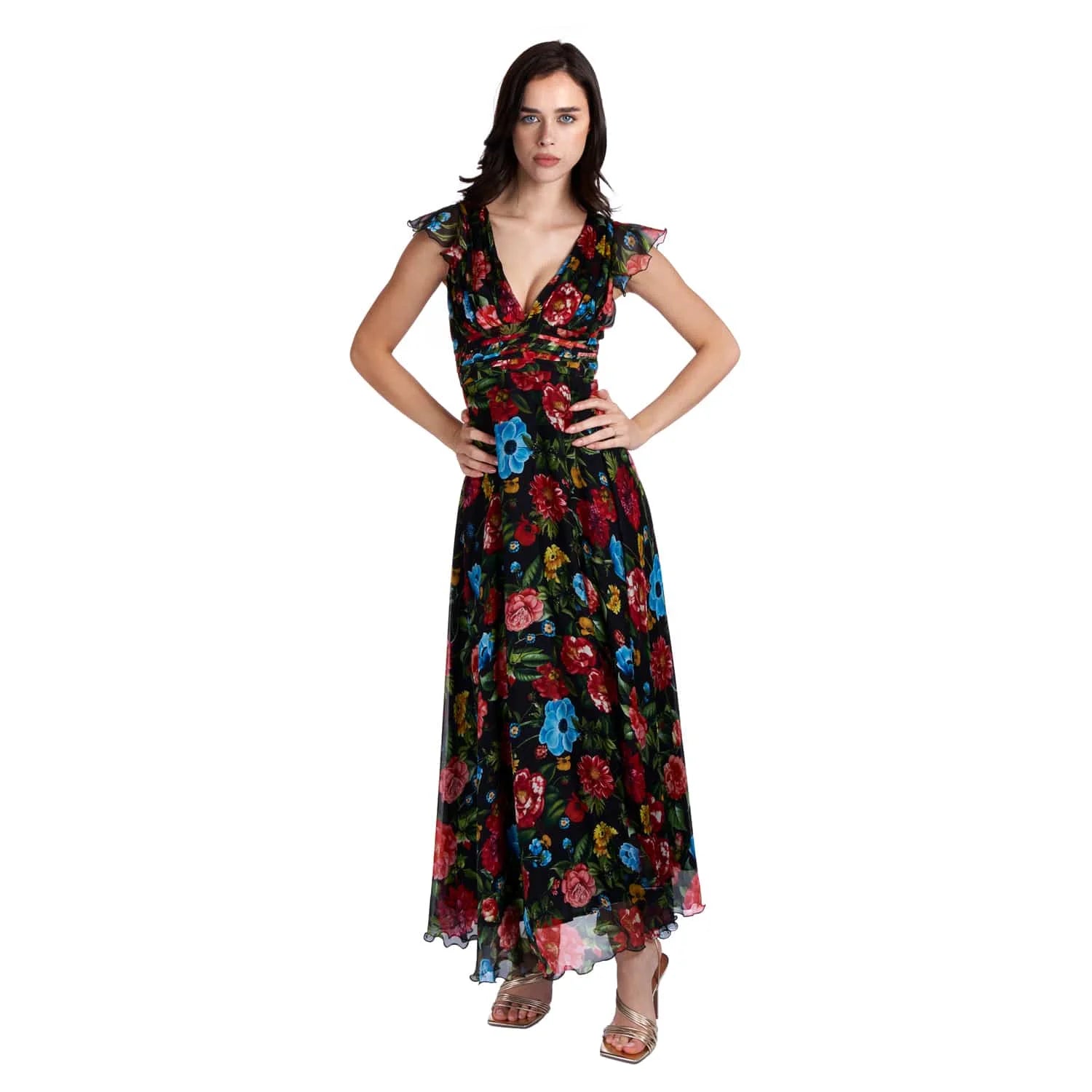 Evening Dress in Floral Motif - Dress