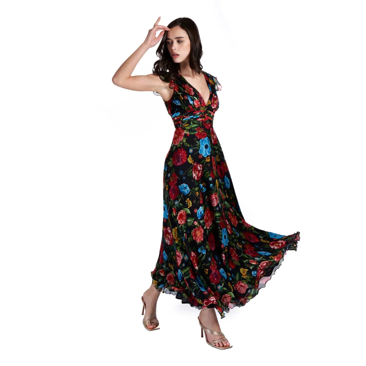 Evening Dress in Floral Motif - Dress