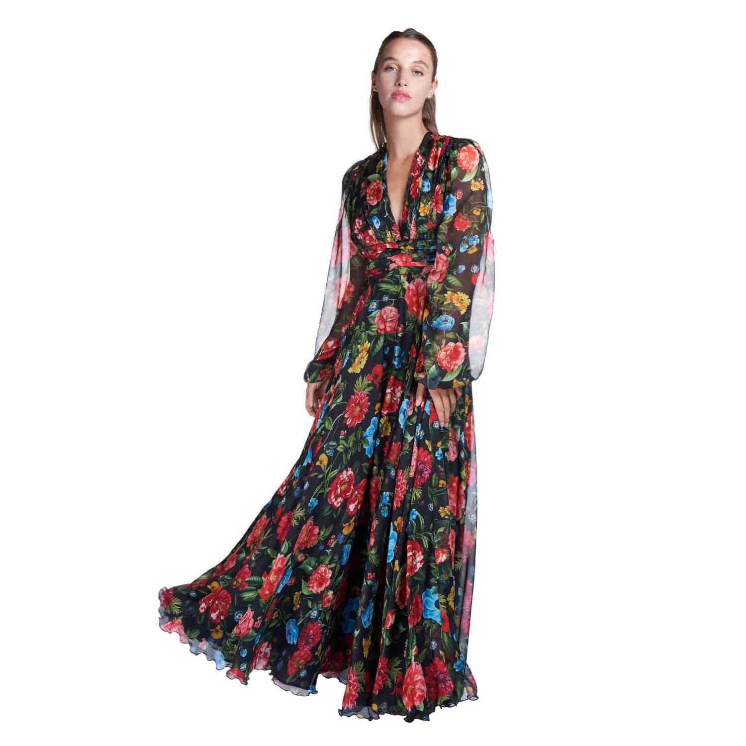 Evening dress in silk chiffon B2B - Dress