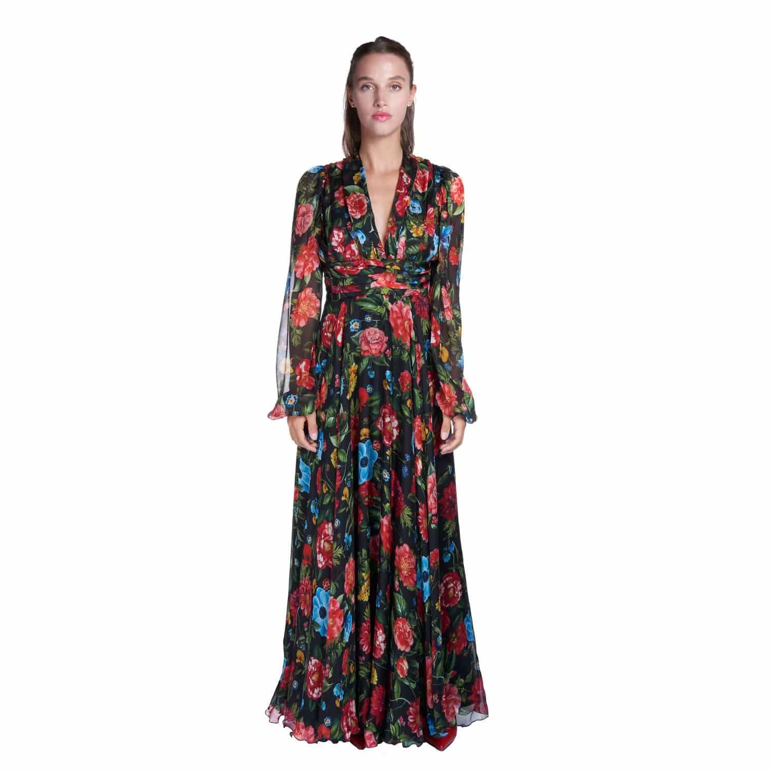 Evening dress in silk chiffon B2B - Dress