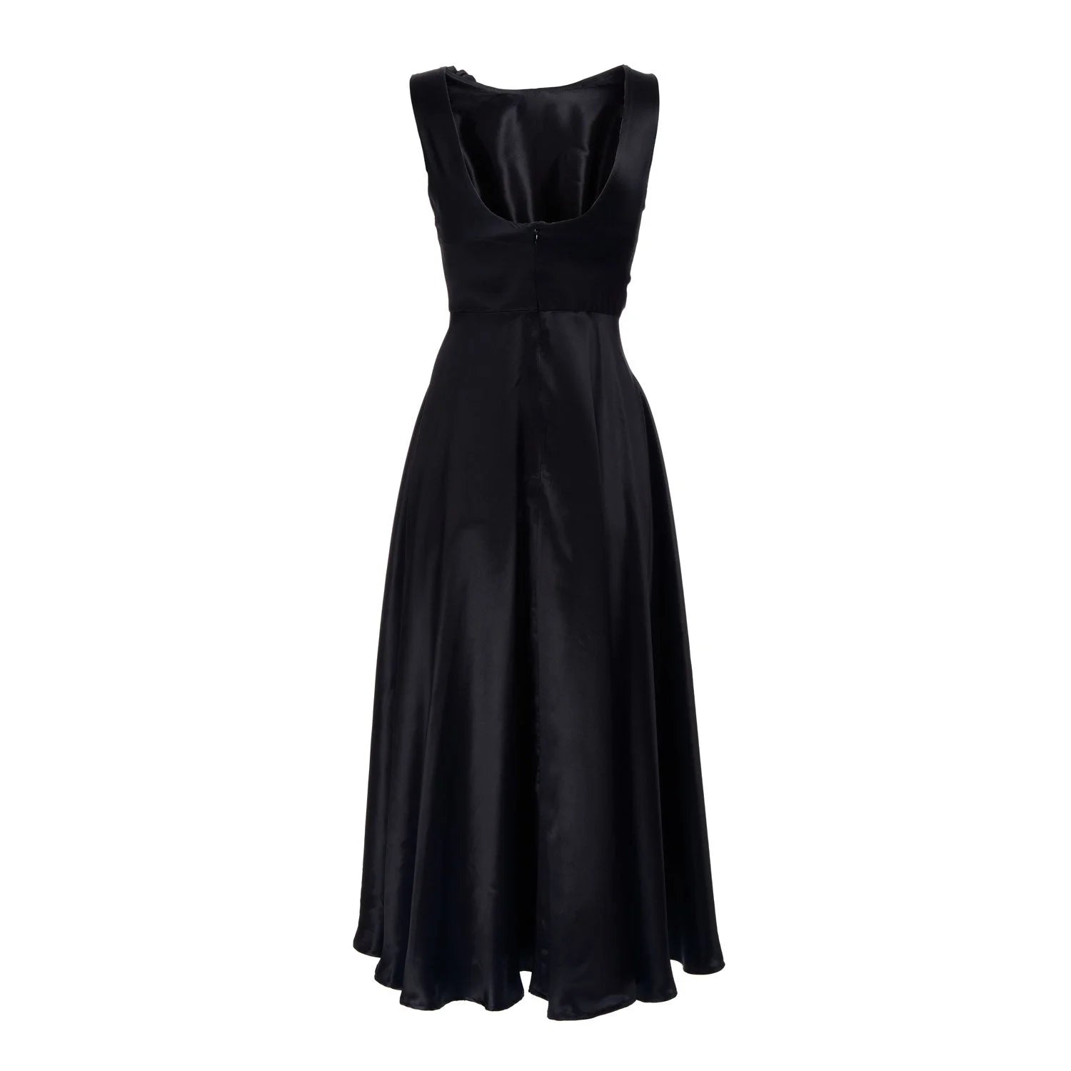 Evening Gown In Black Satin Silk - Dress