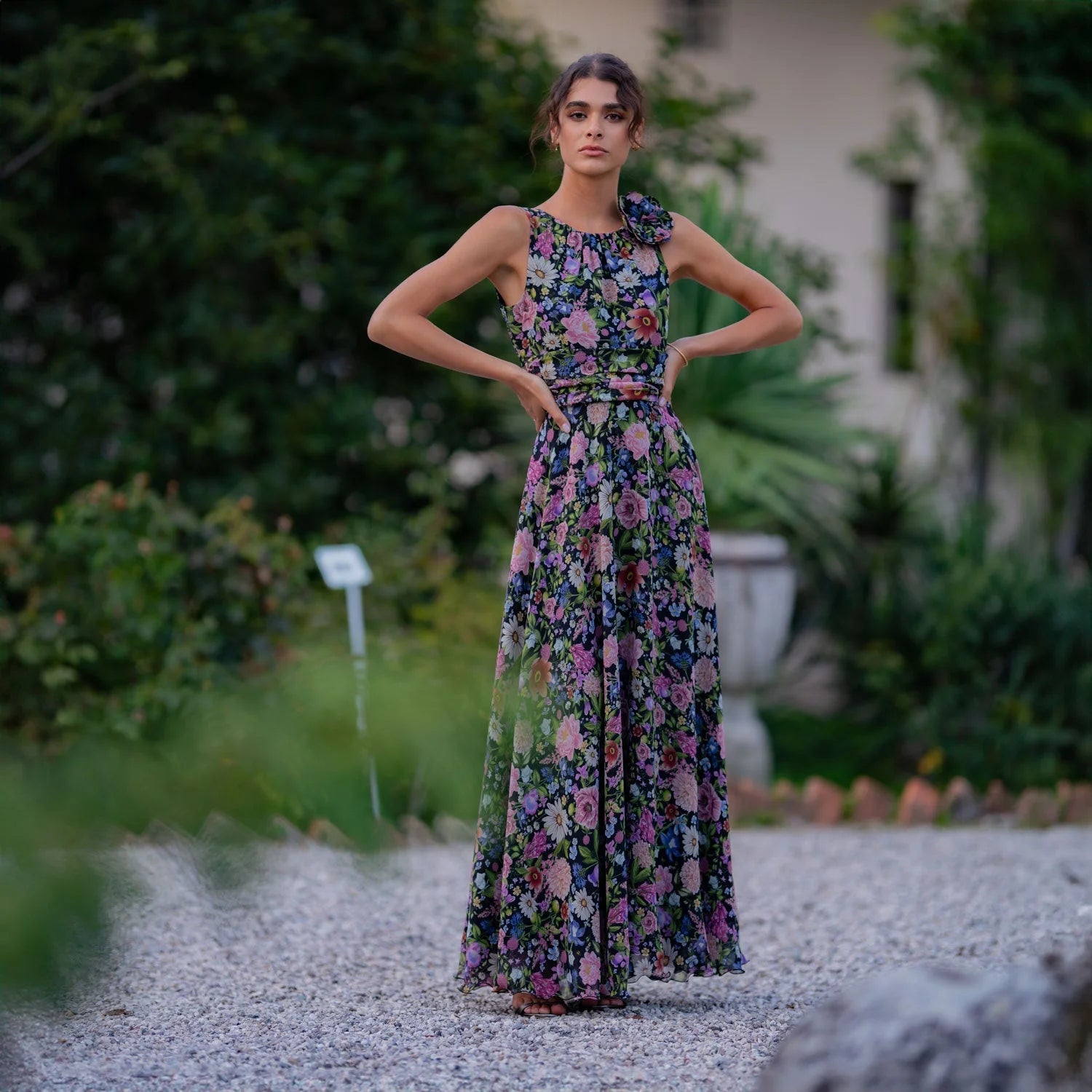 Evening Gown In Silk Georgette B2B - Dress