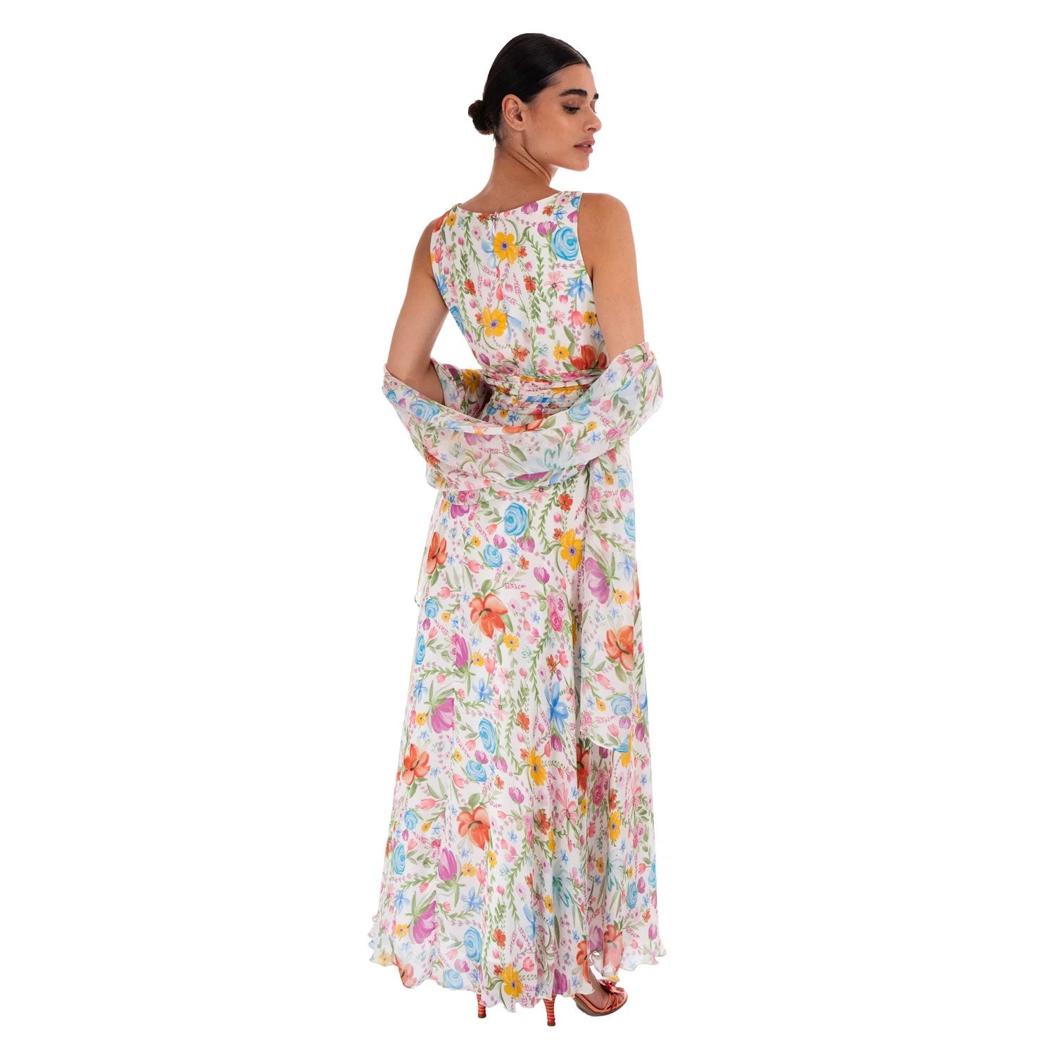 Floral Georgette Scarf - 2m x 50cm (6.5ft x 20inches)