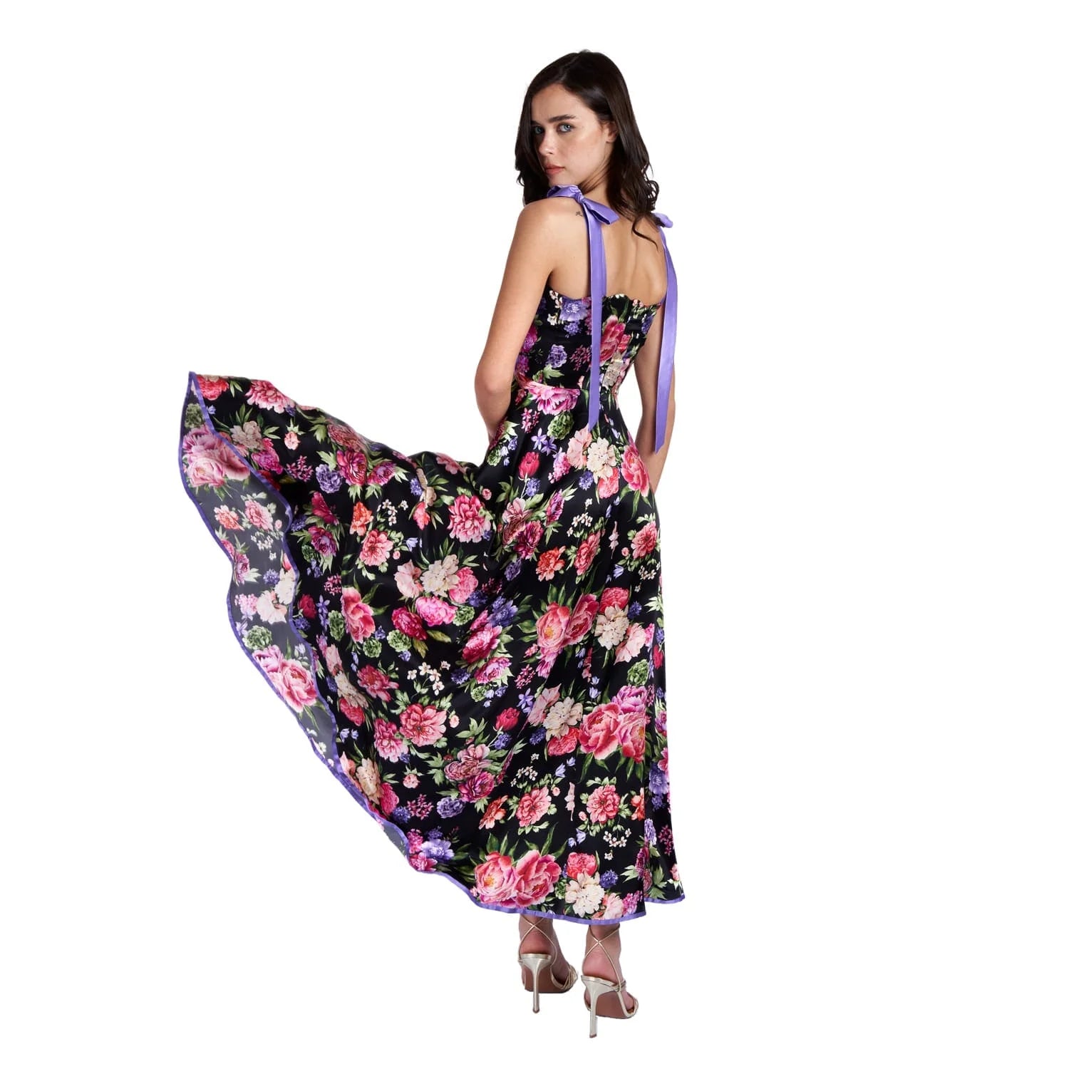 Floral Print Evening Gown - Dress