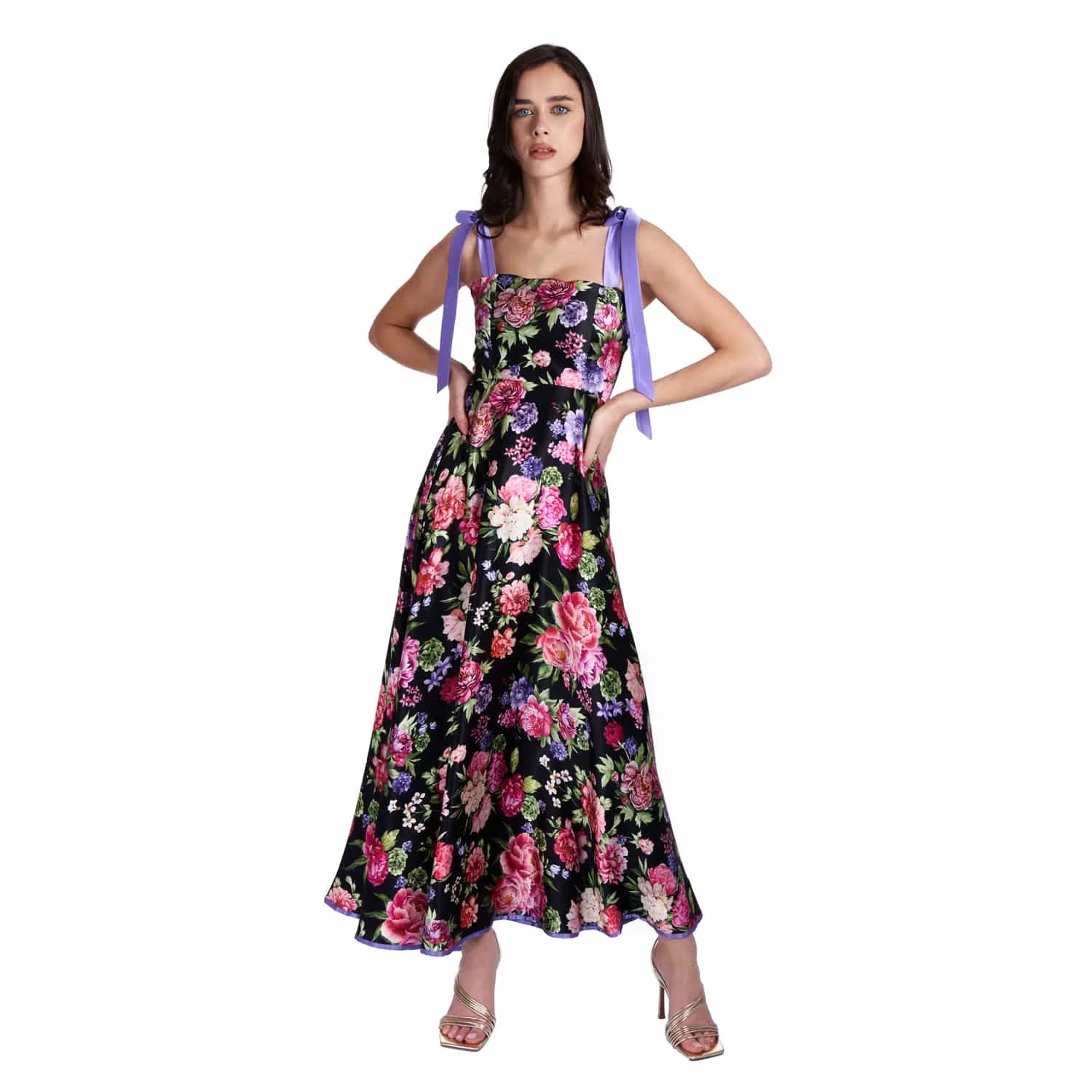 Floral Print Evening Gown - Dress