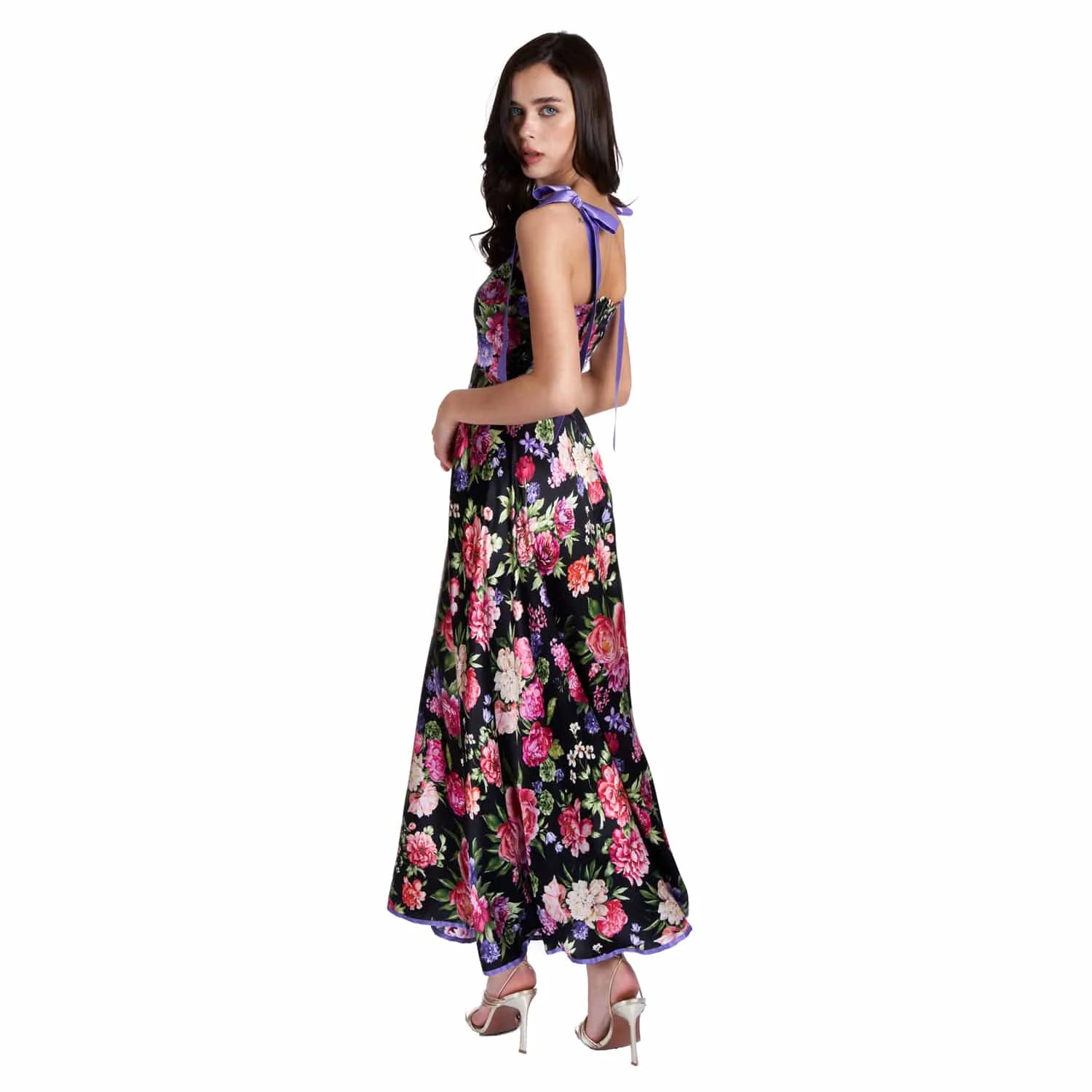 Floral Print Evening Gown - Dress