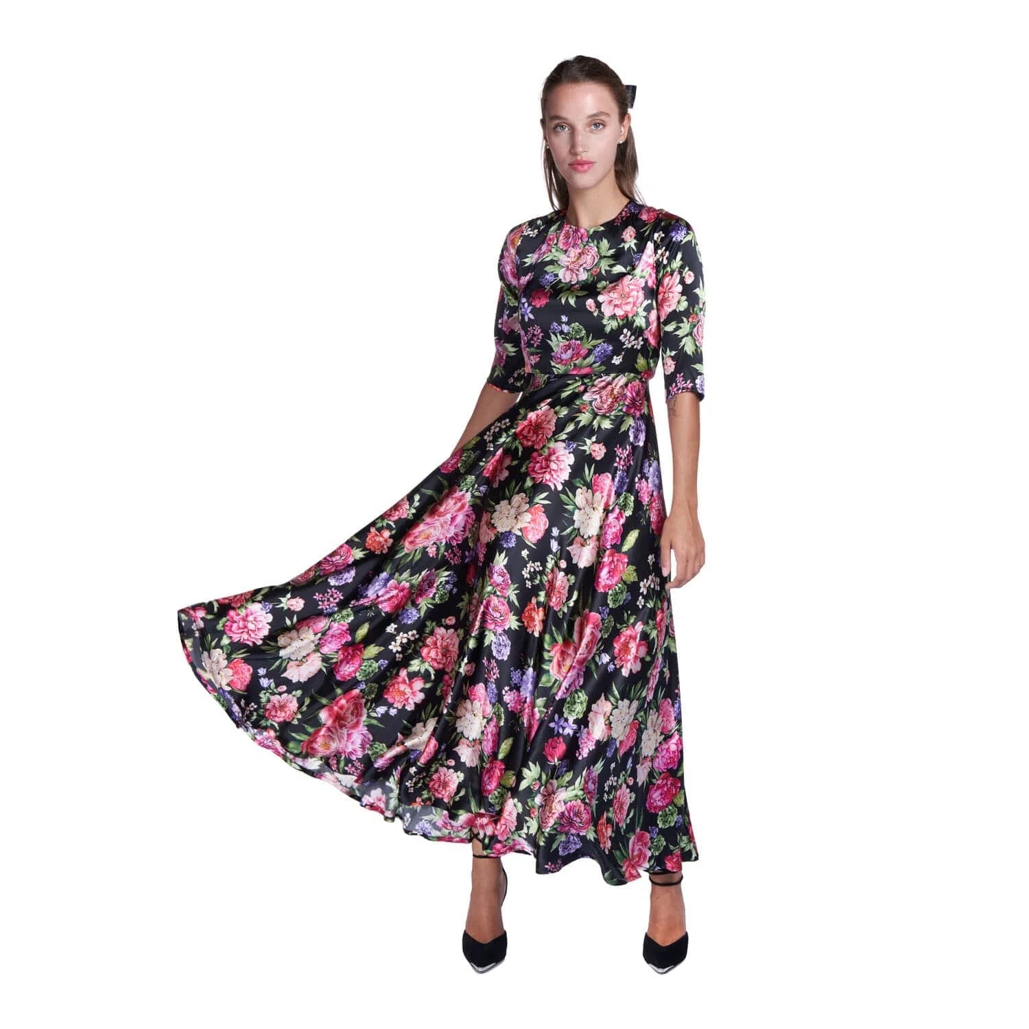 Floral print satin dress - Dress