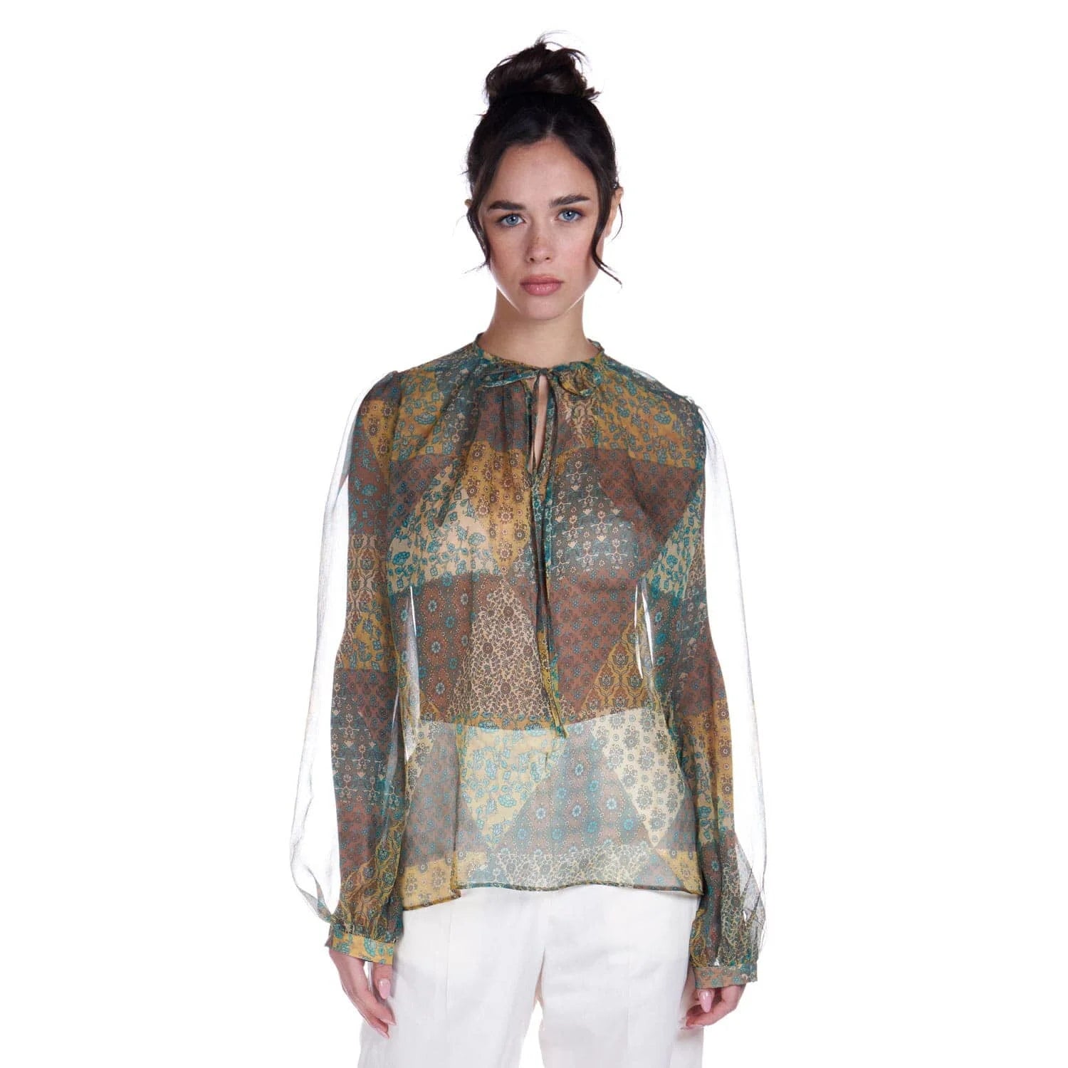Floral print silk blouse - Blouse
