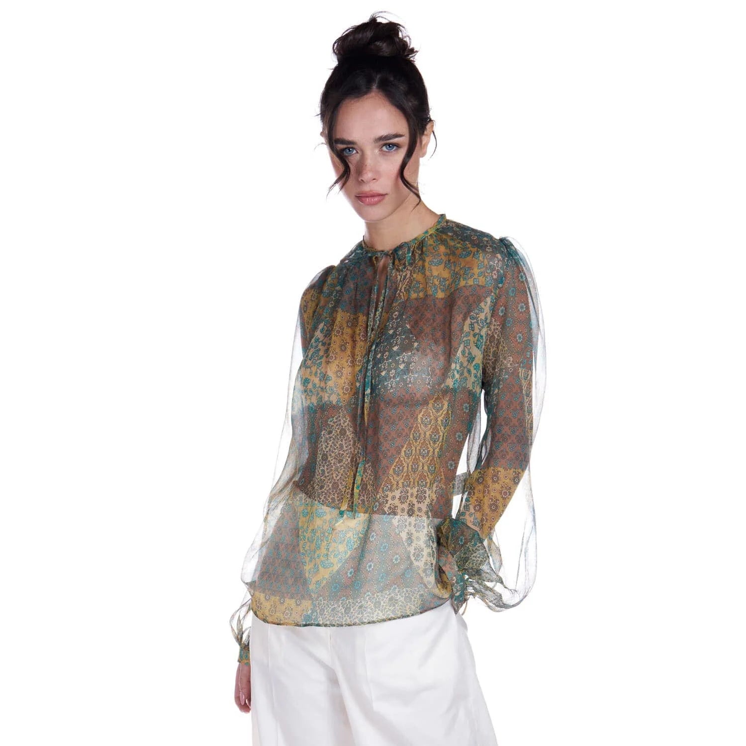 Floral print silk blouse - Blouse