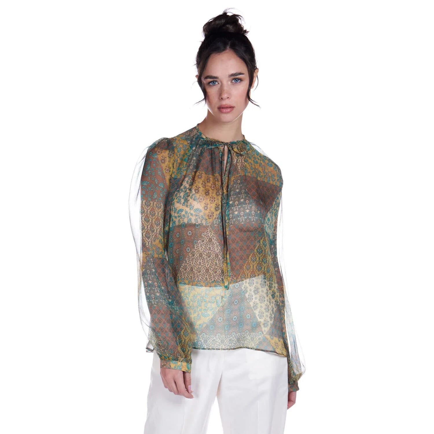 Floral print silk blouse - Blouse