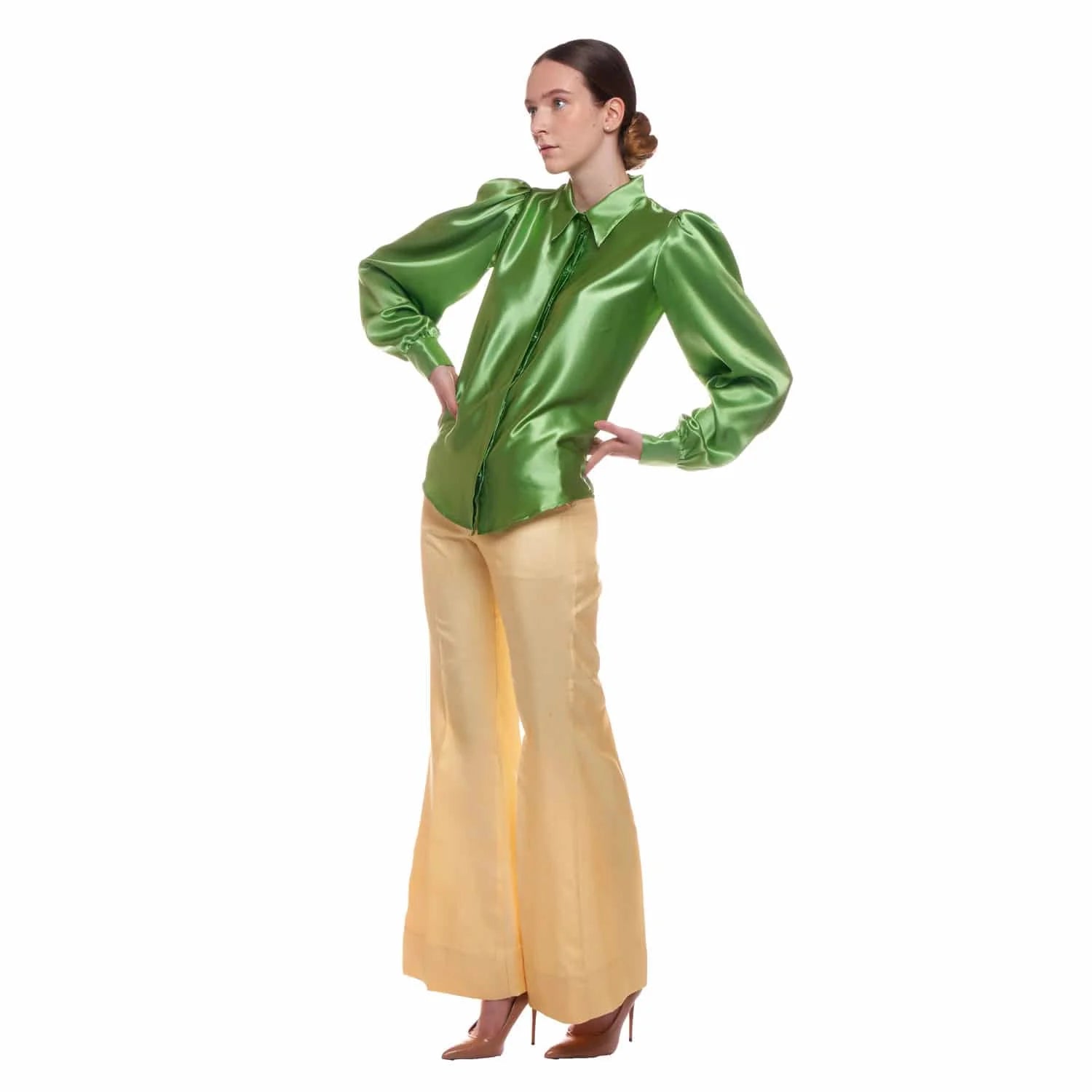 Green silk blouse - Blouse