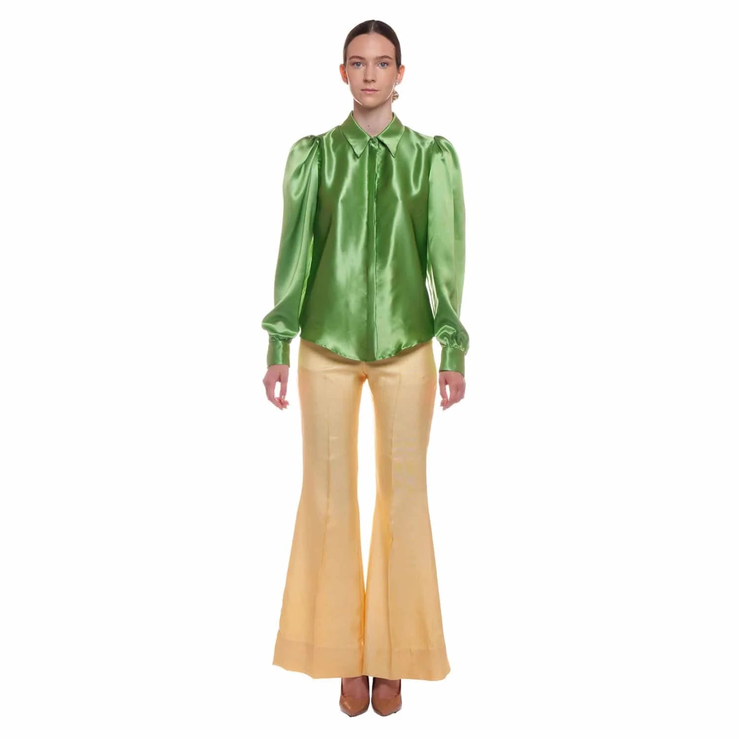 Green silk blouse - Blouse