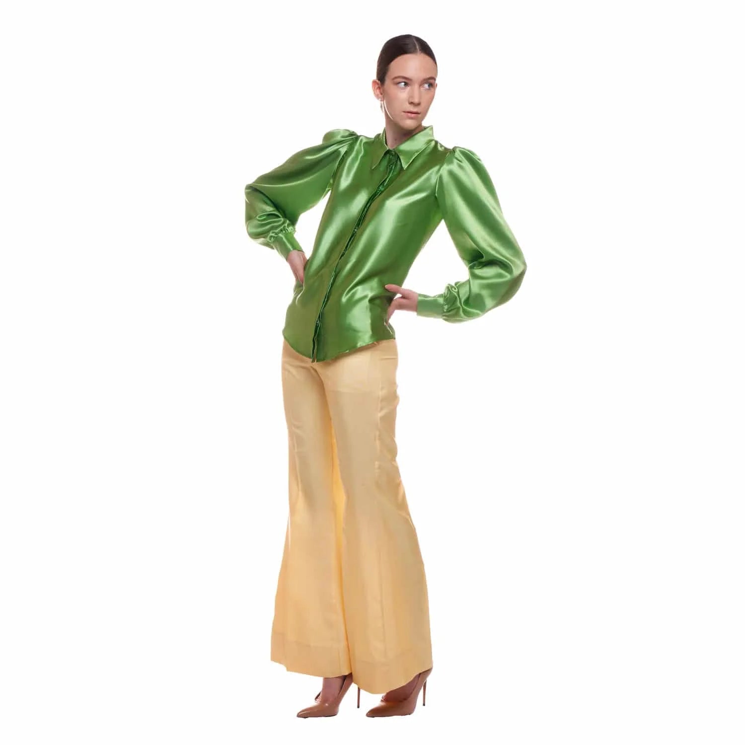 Green silk blouse - Blouse