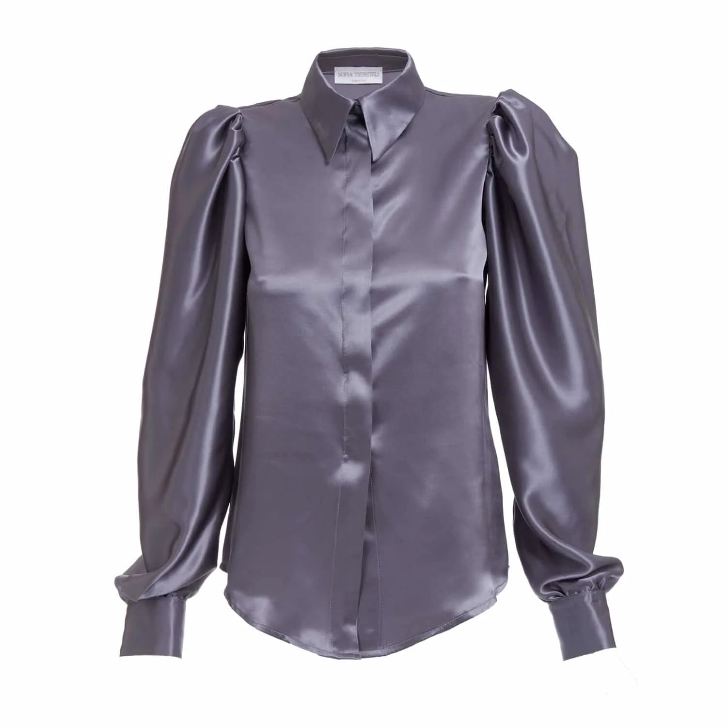 Grey Silk Blouse - Blouse