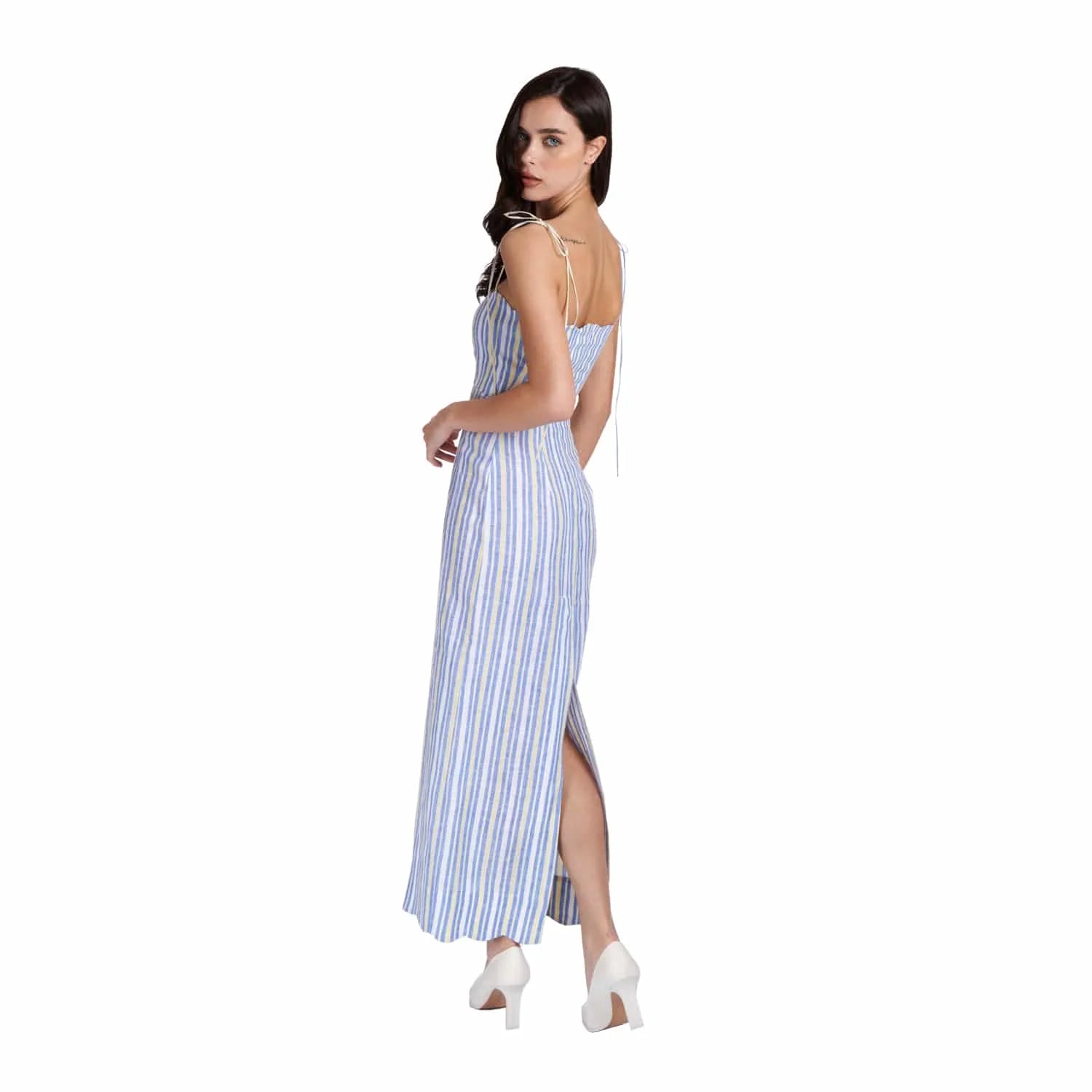 Linen Striped Dress - Dress
