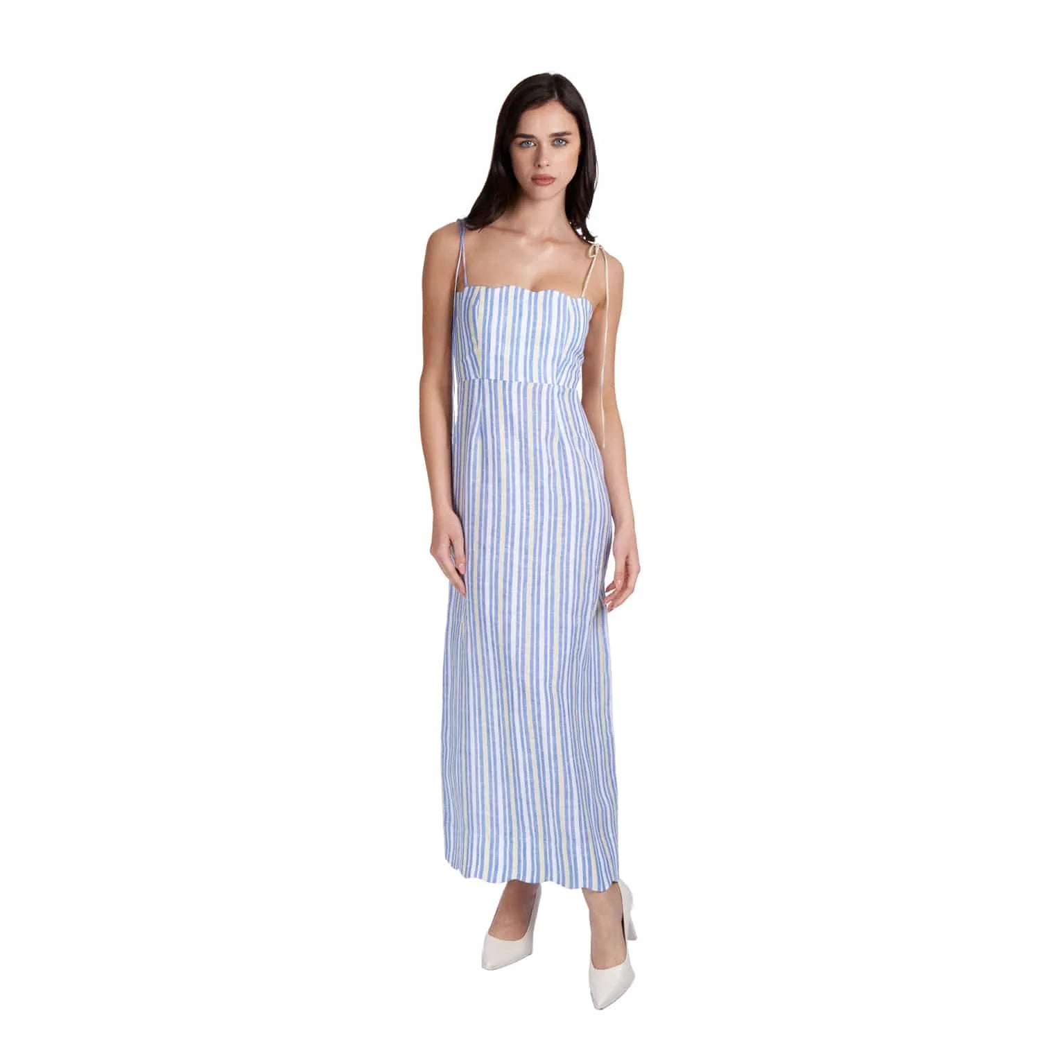 Linen Striped Dress - Dress