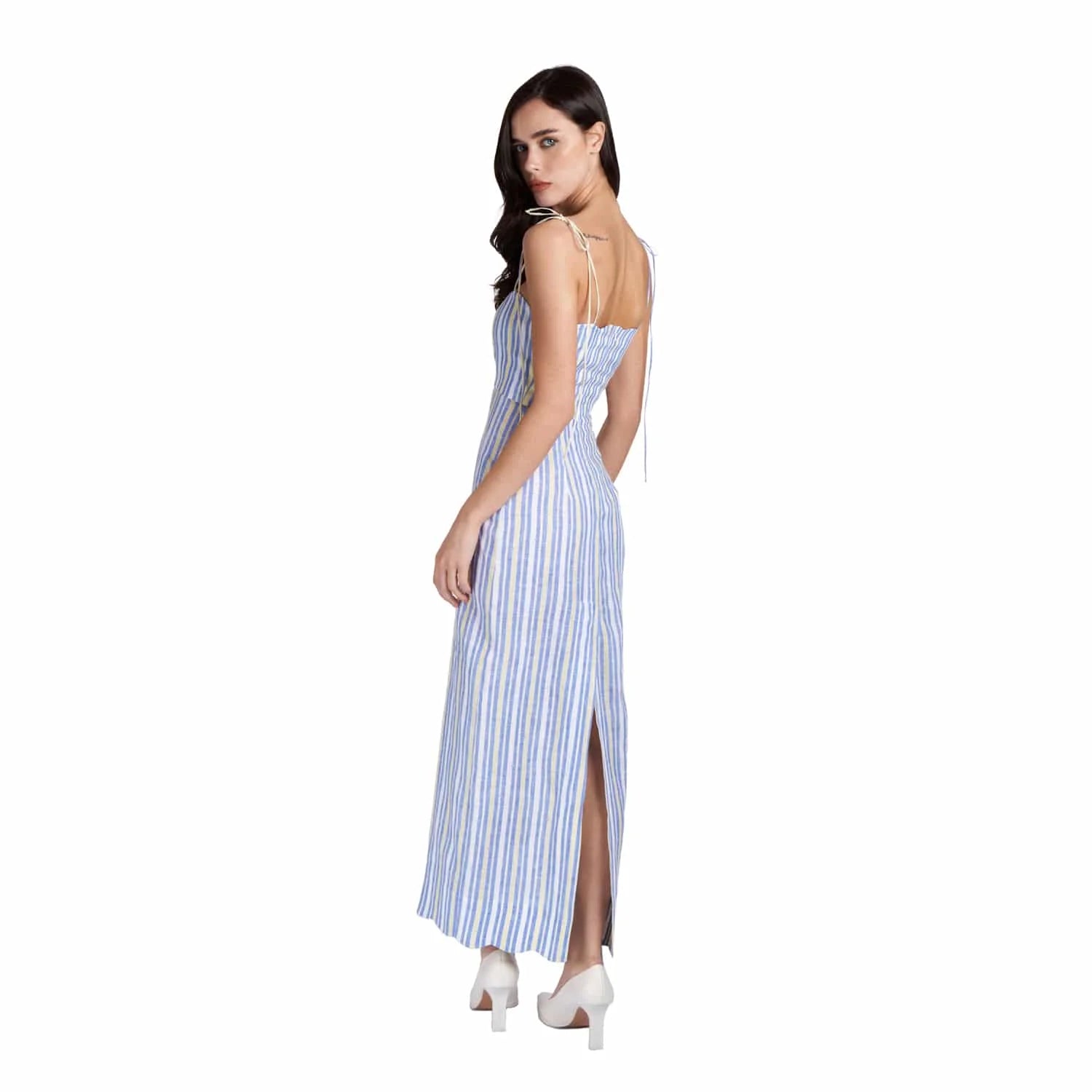 Linen Striped Dress - Dress