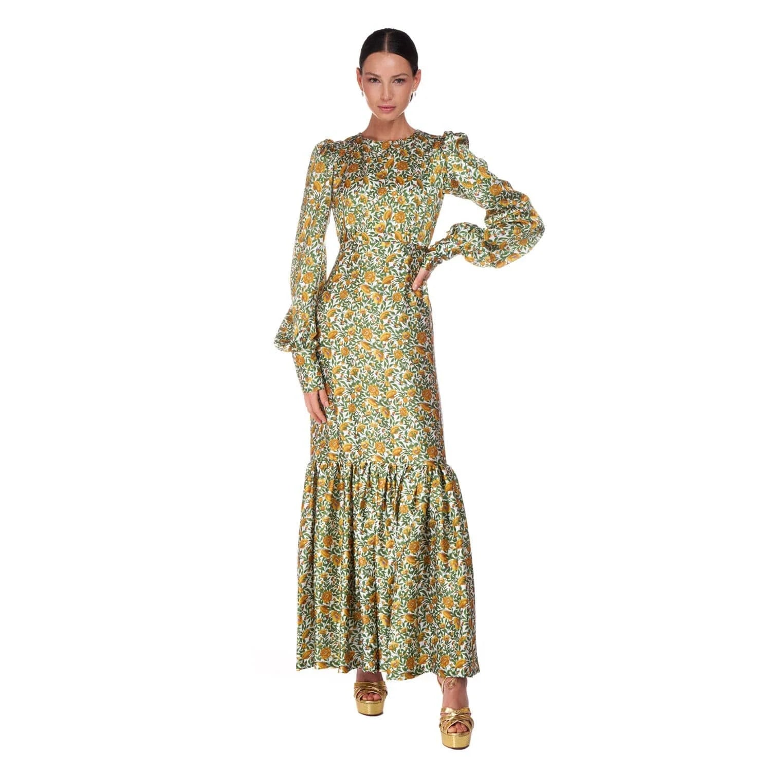 Long silk dress ‘Botanica’ print - Dress