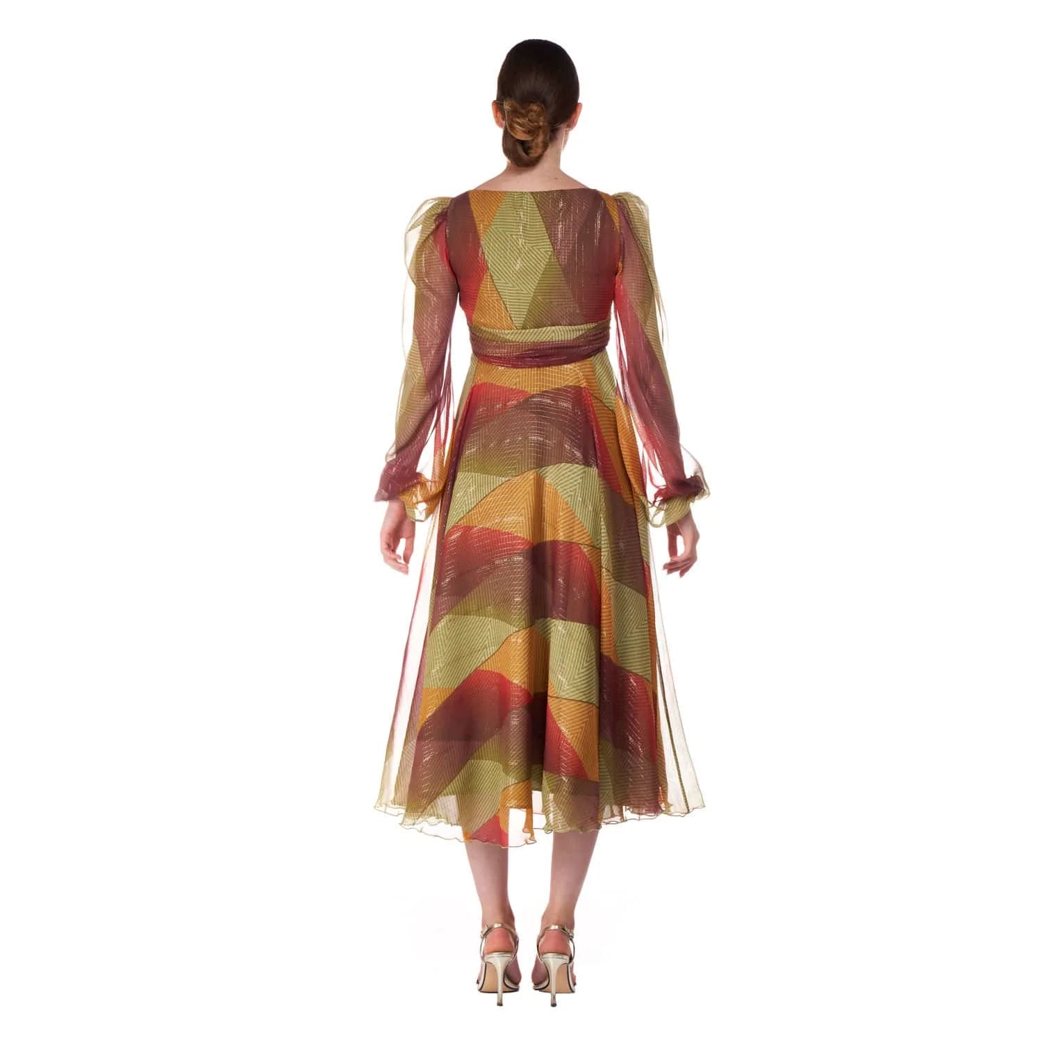 Long silk dress in multicoloured patch - Dress