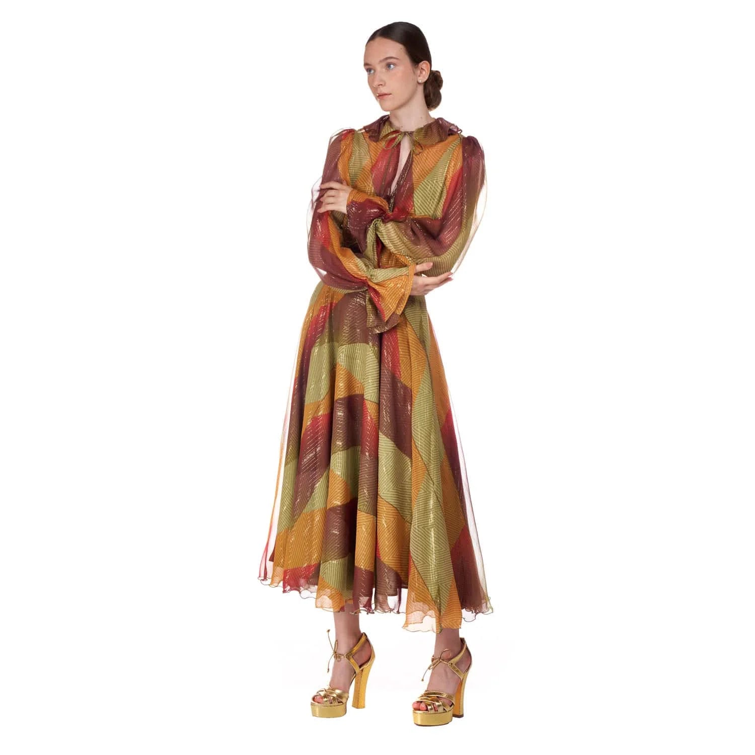 Long silk skirt in multicolored patch - Skirt