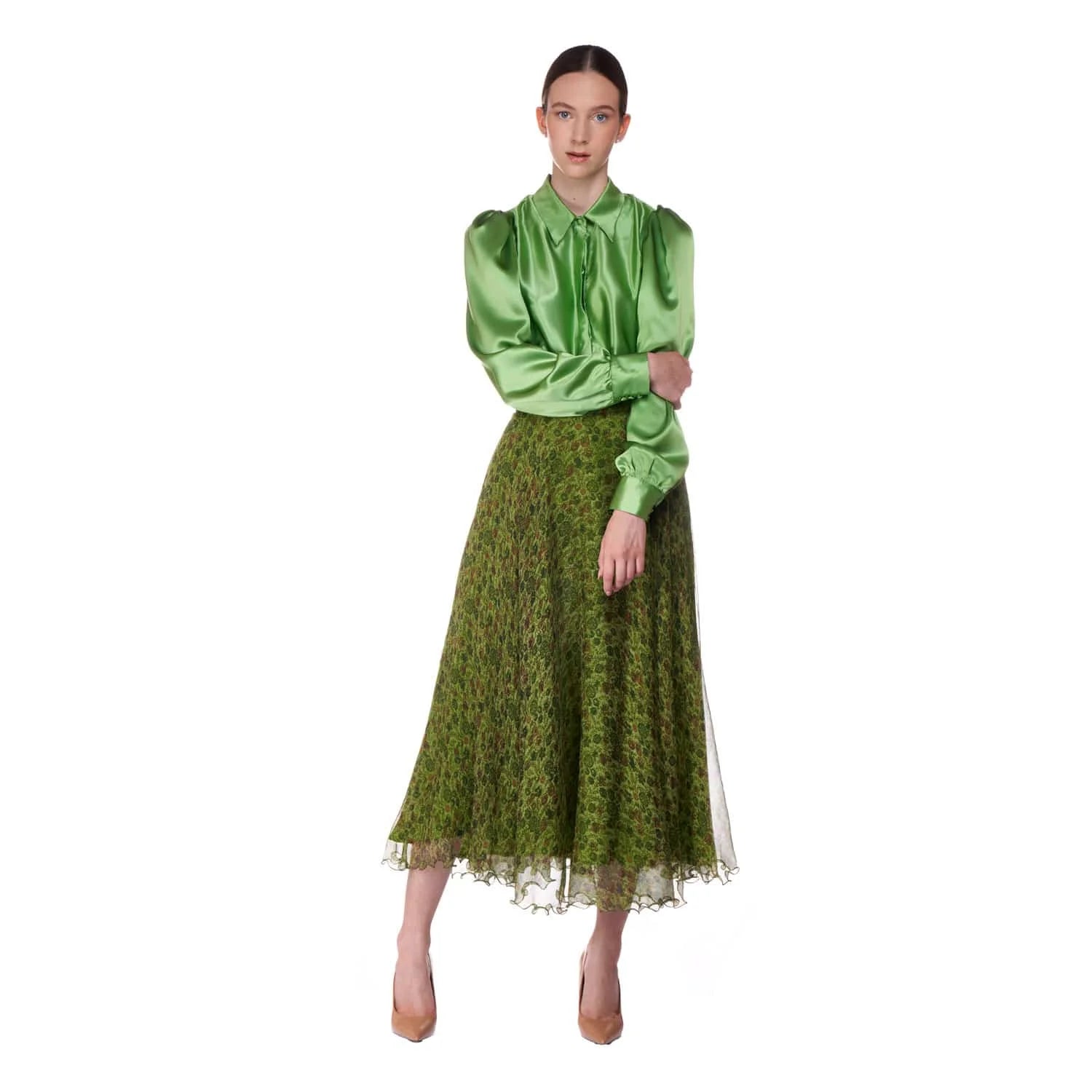 Long skirt in silk crepon - Skirt