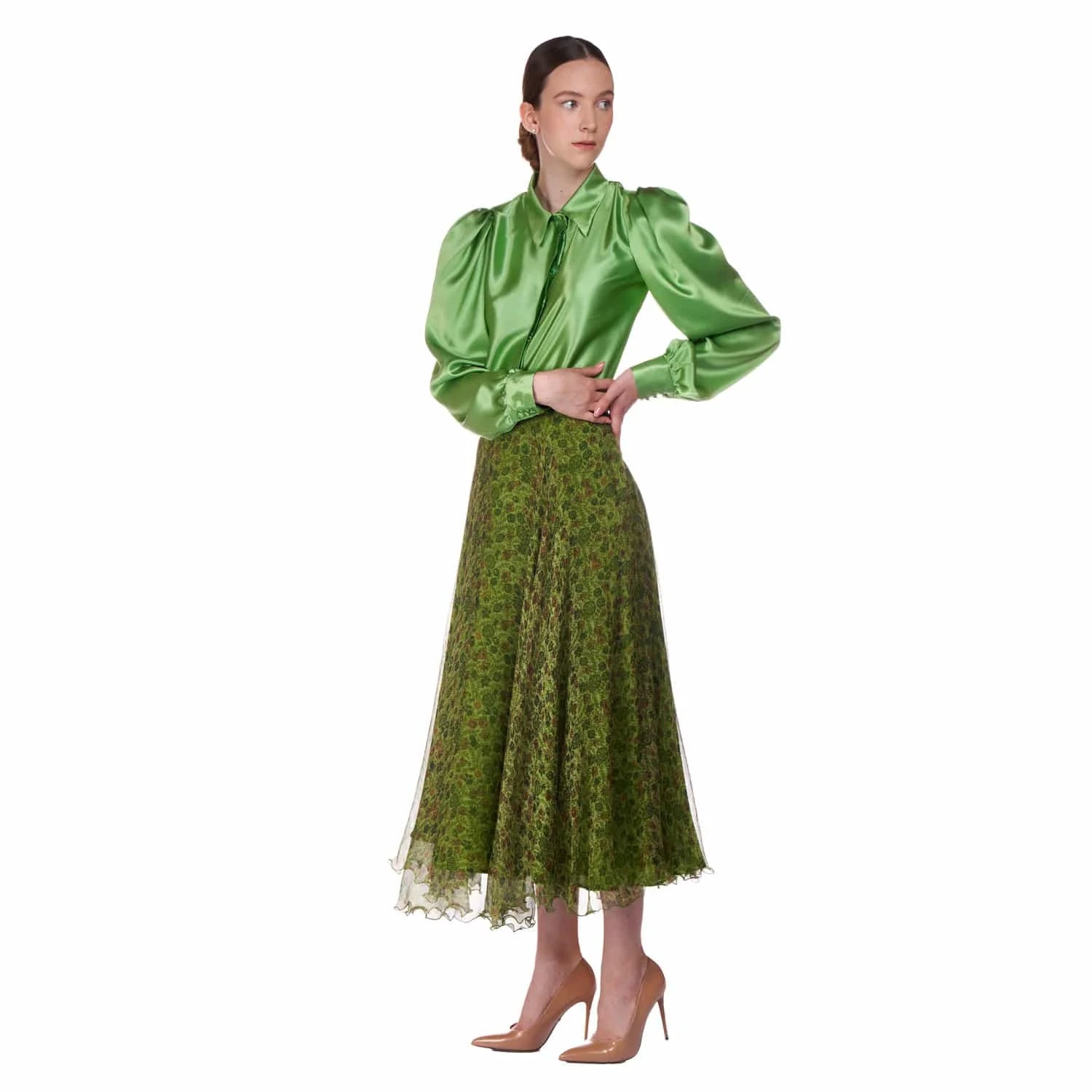 Long skirt in silk crepon - Skirt