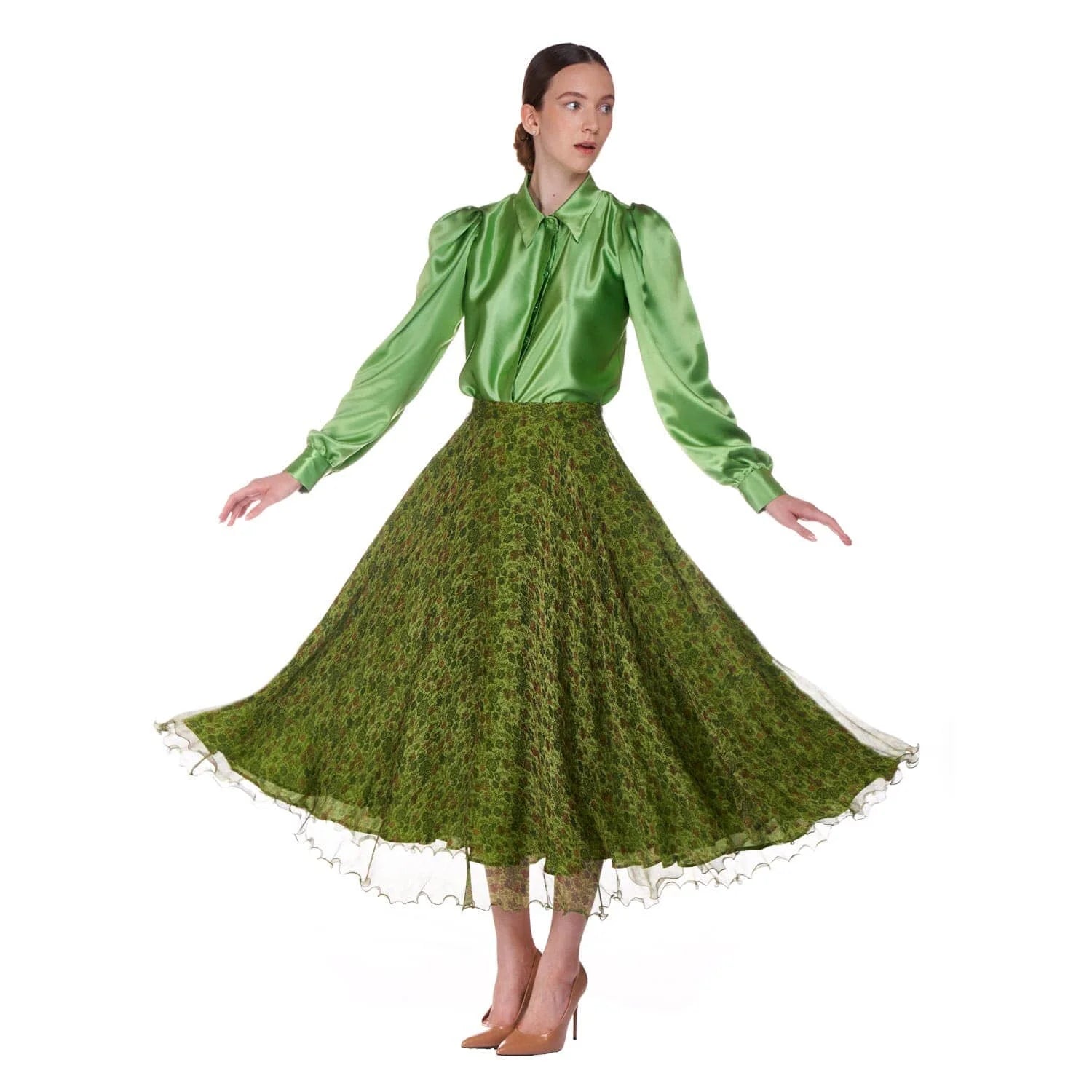 Long skirt in silk crepon - Skirt