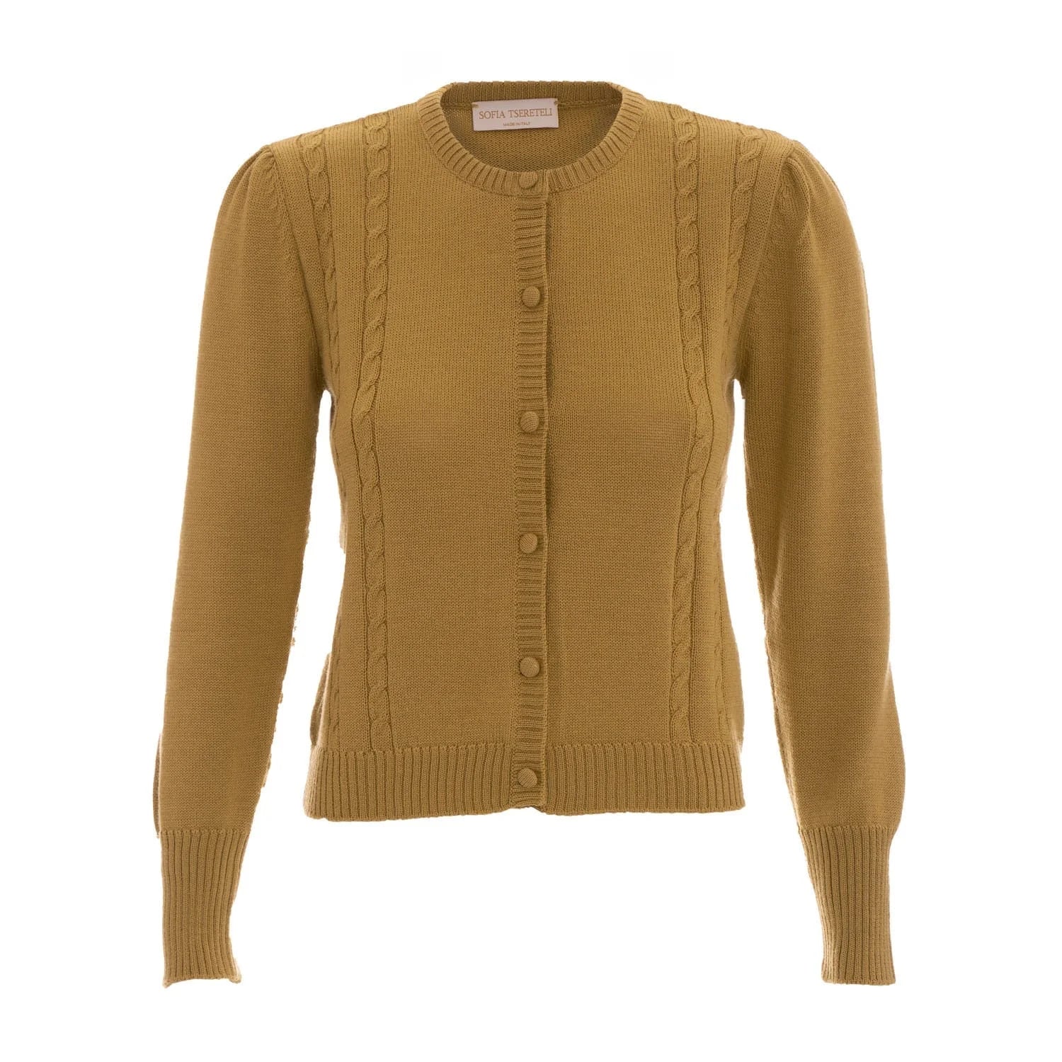 Olive green merino wool knitted cardigan - Knitwear