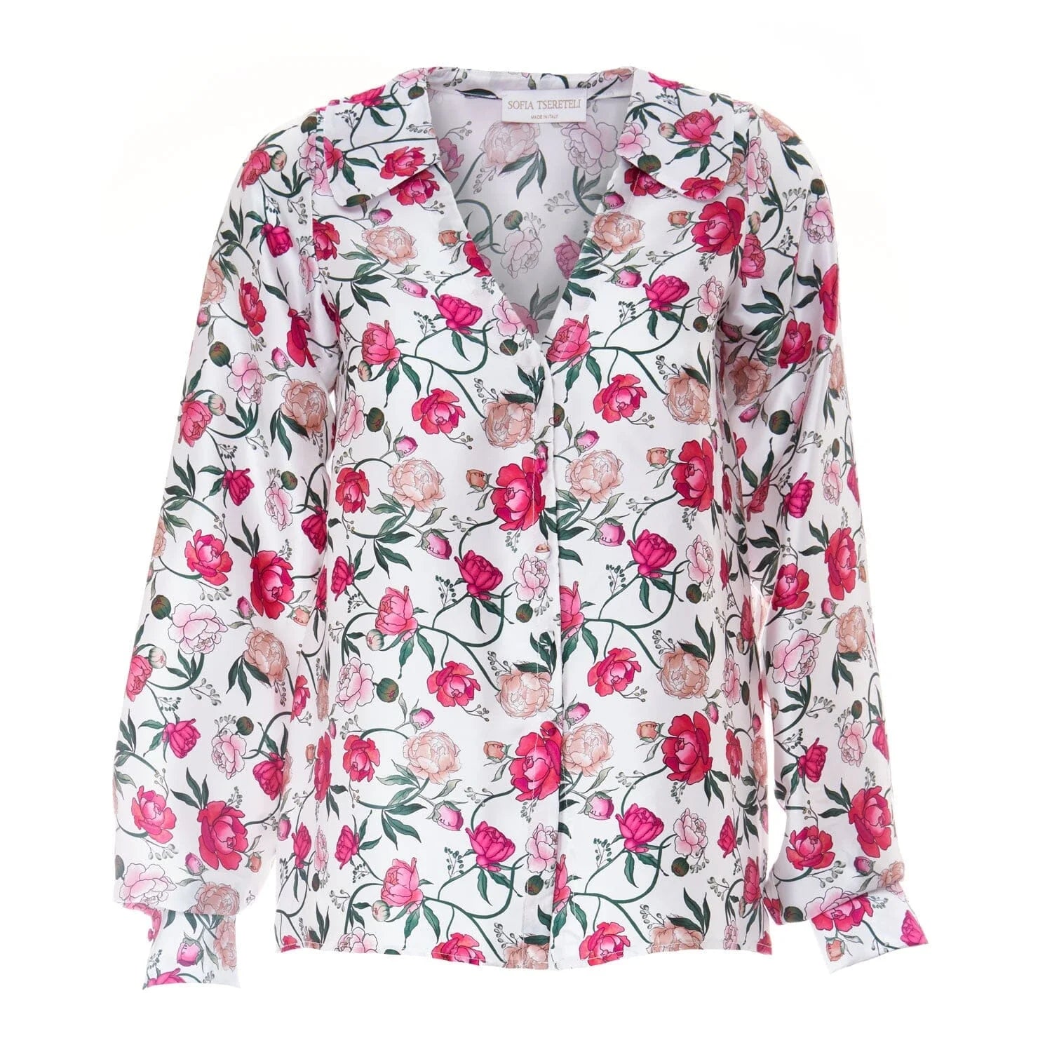 Peony print silk blouse - Blouse