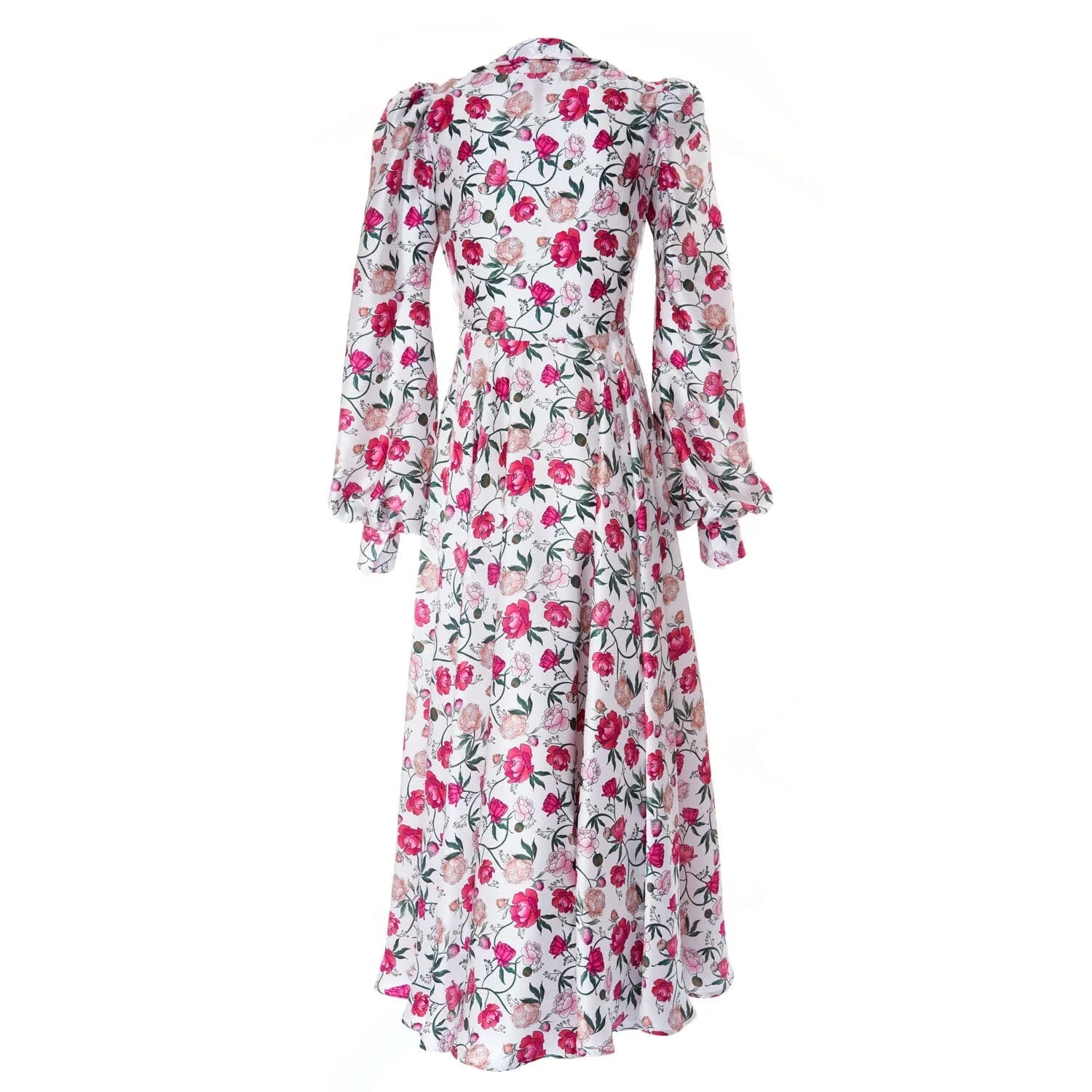 Peony print V-neck silk dress - Dress