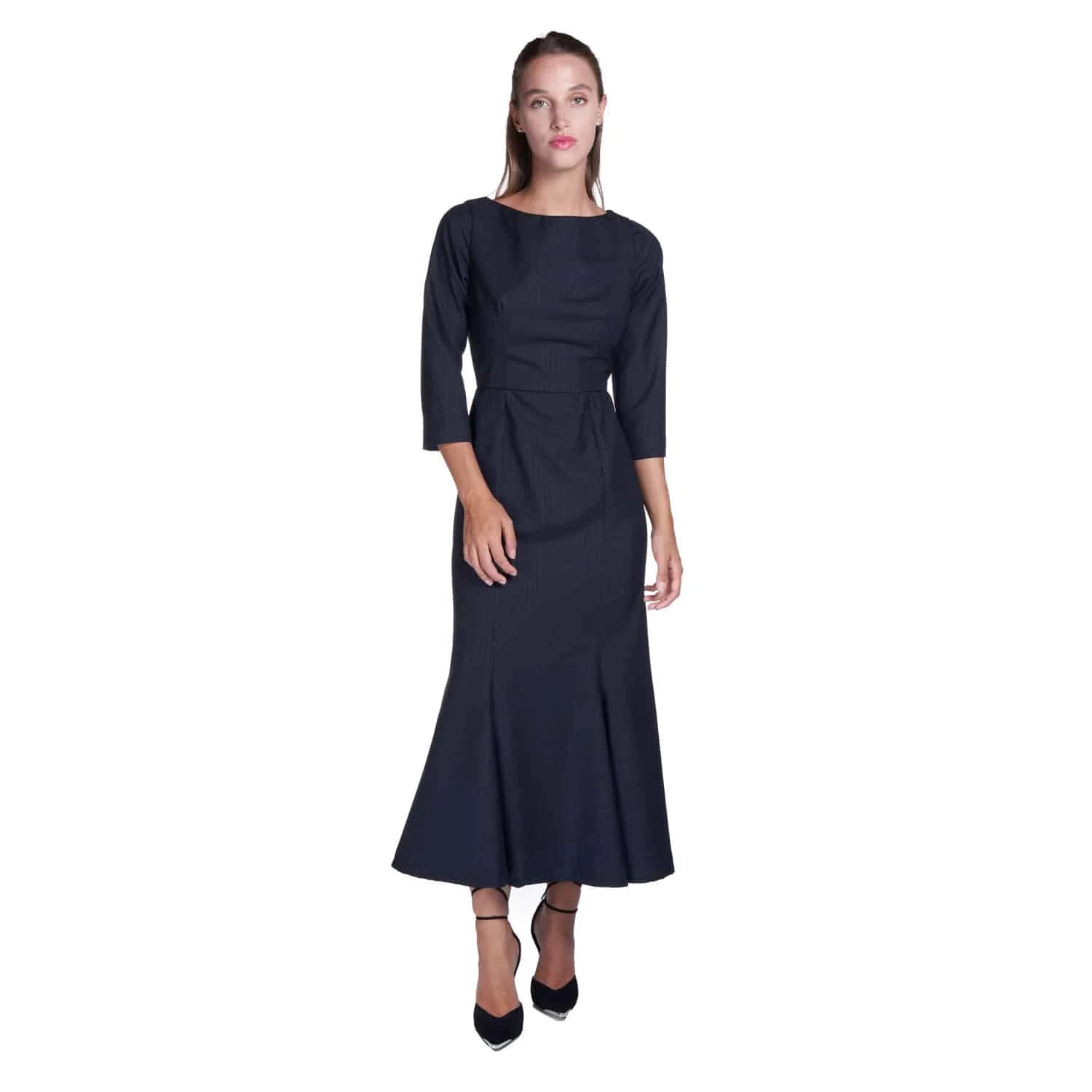 Pinstripe wool midi dress - Dress