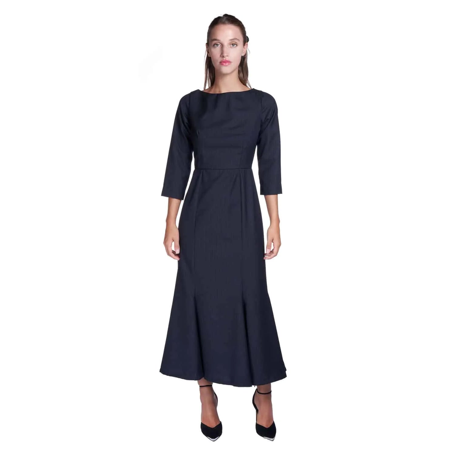 Pinstripe wool midi dress - Dress
