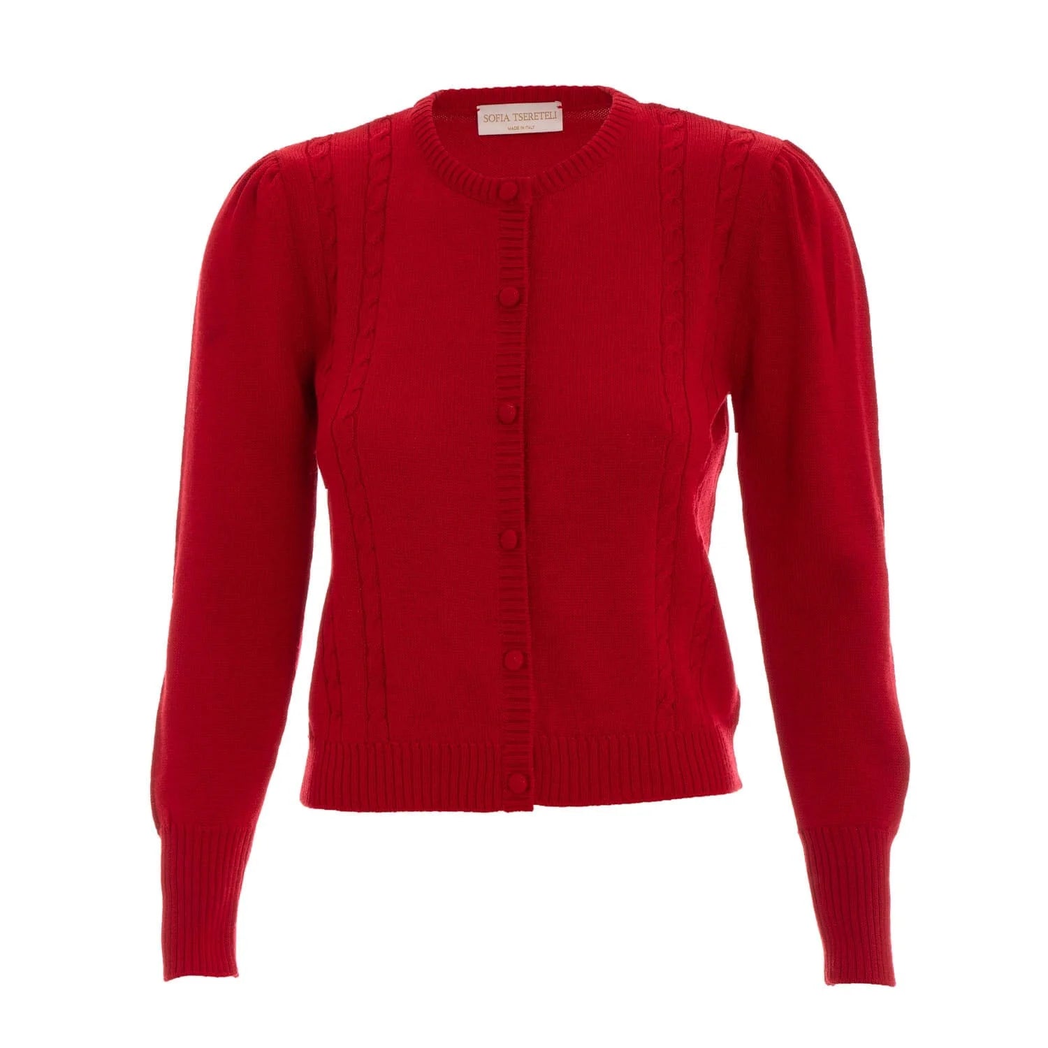 Red merino wool knitted cardigan - Knitwear