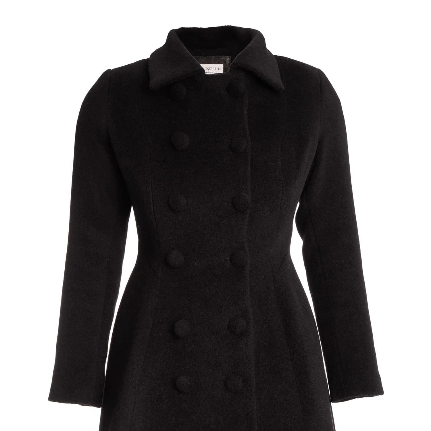 Redingote coat in virgin wool and cashmere - black - Coat