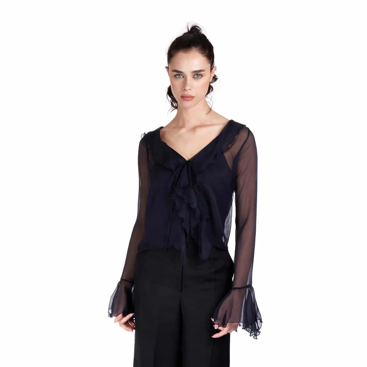 Semi Transparent Silk Blouse - Blouse