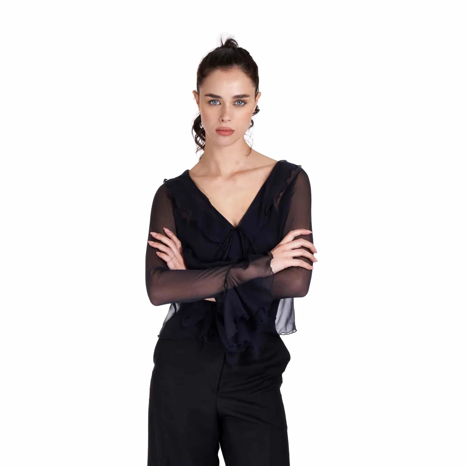 Semi Transparent Silk Blouse - Blouse