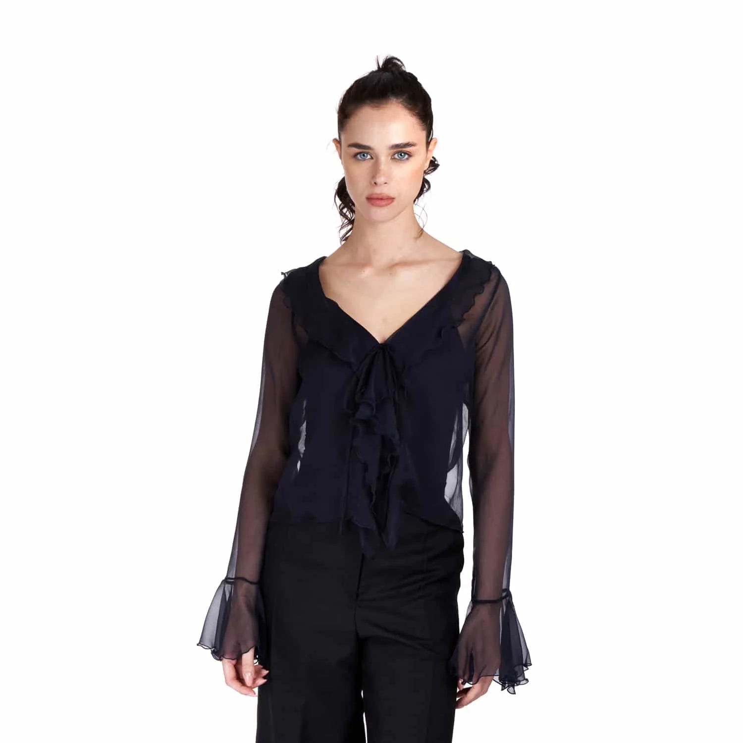 Semi Transparent Silk Blouse - Blouse